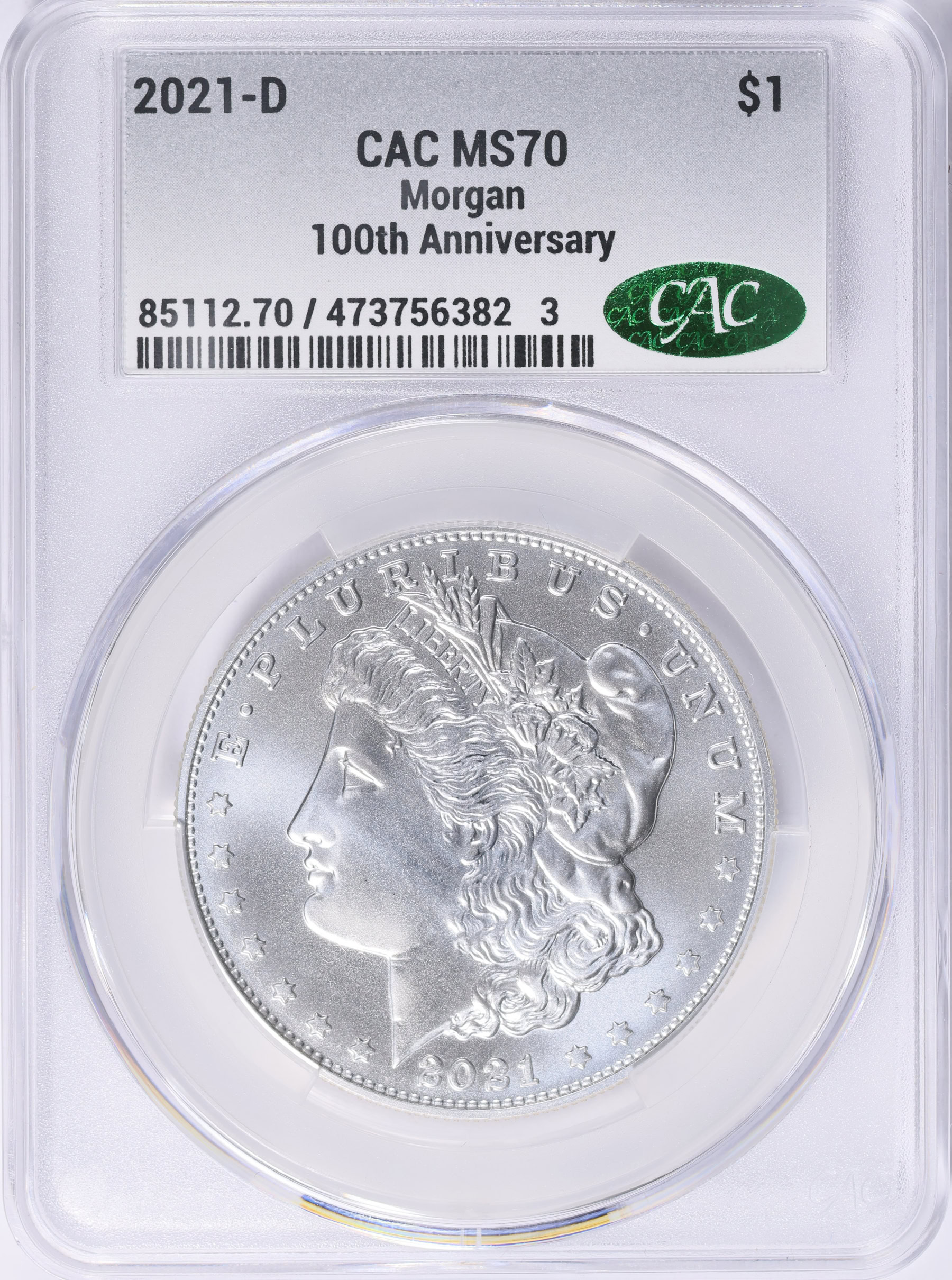 2021-D Morgan Silver Dollar 100th Anniversary CACG MS-70 (Item