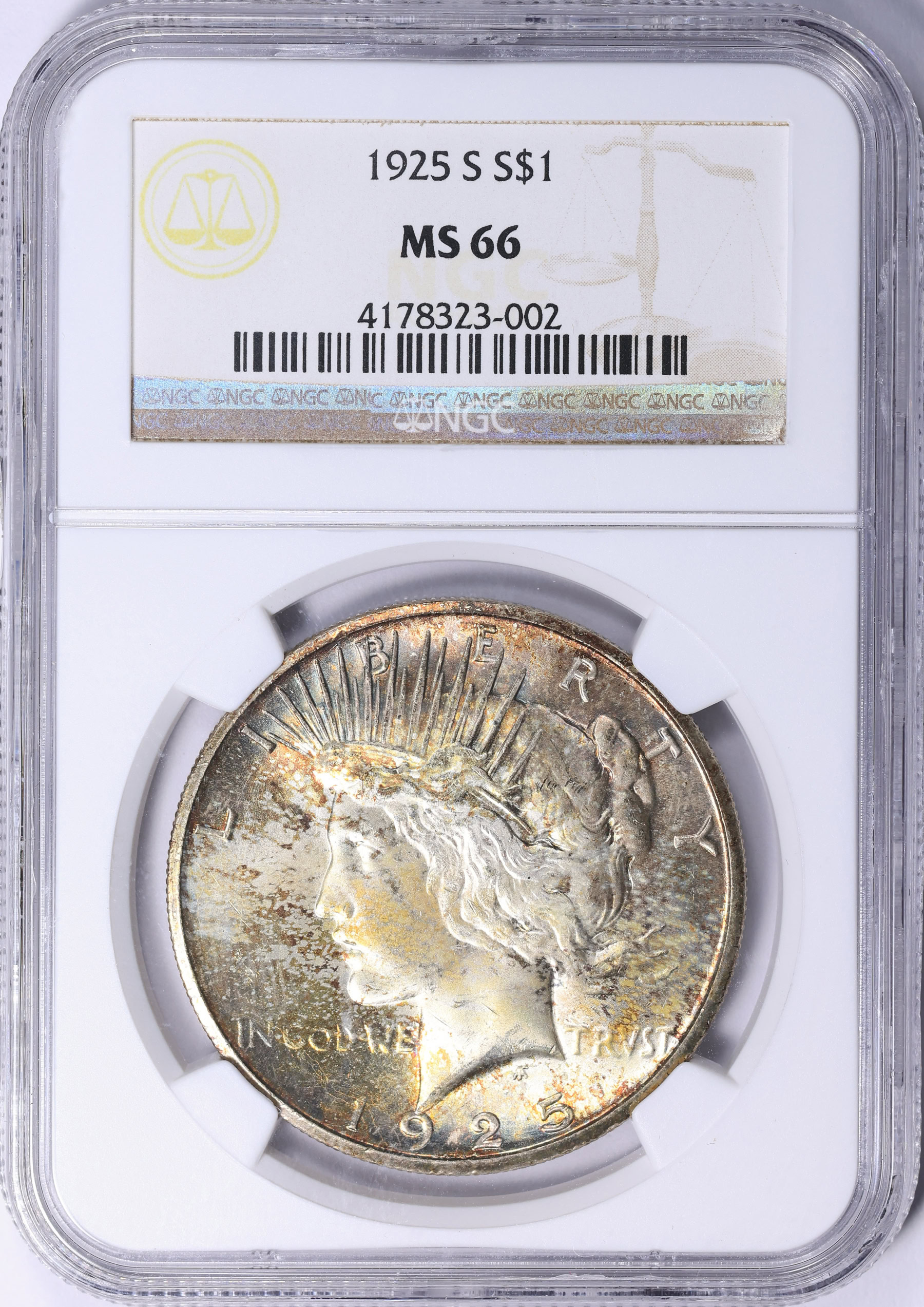 1925-S Peace Silver Dollar NGC MS-66 (Toned) (Item 2091959