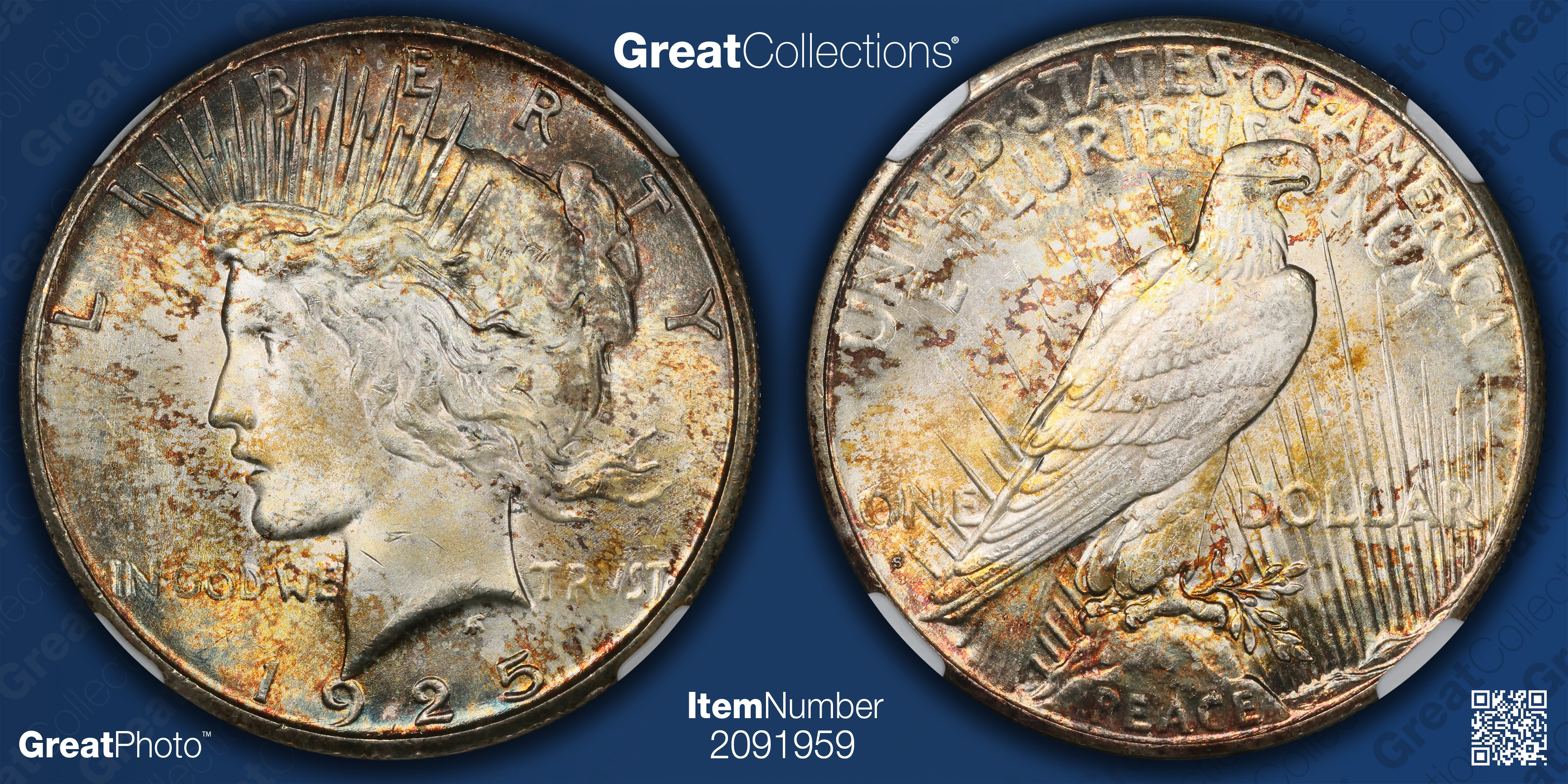 1925-S Peace Silver Dollar NGC MS-66 (Toned) (Item 2091959