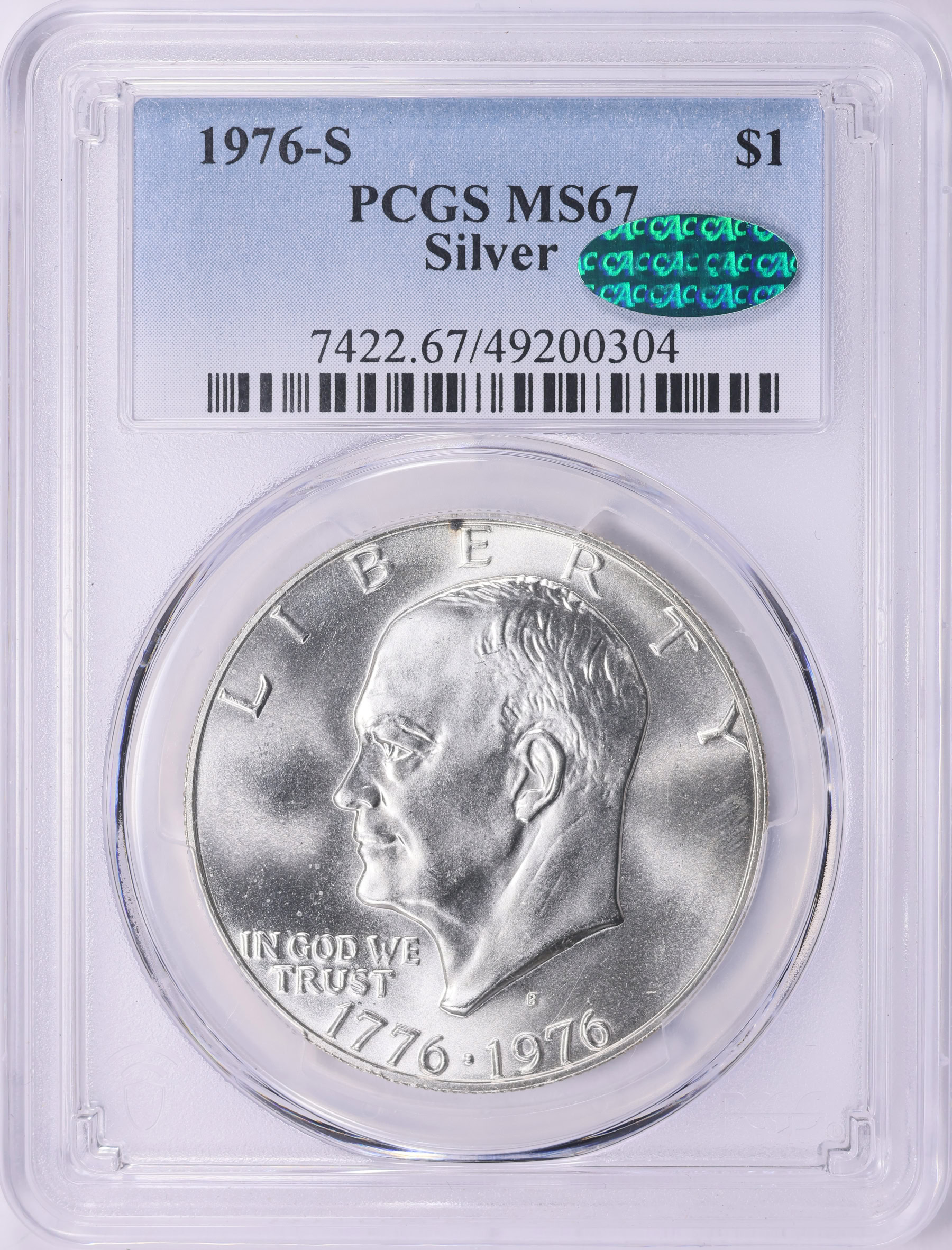 1976-S Eisenhower Dollar Silver PCGS MS-67 (CAC Green) (Item 2092003 ...