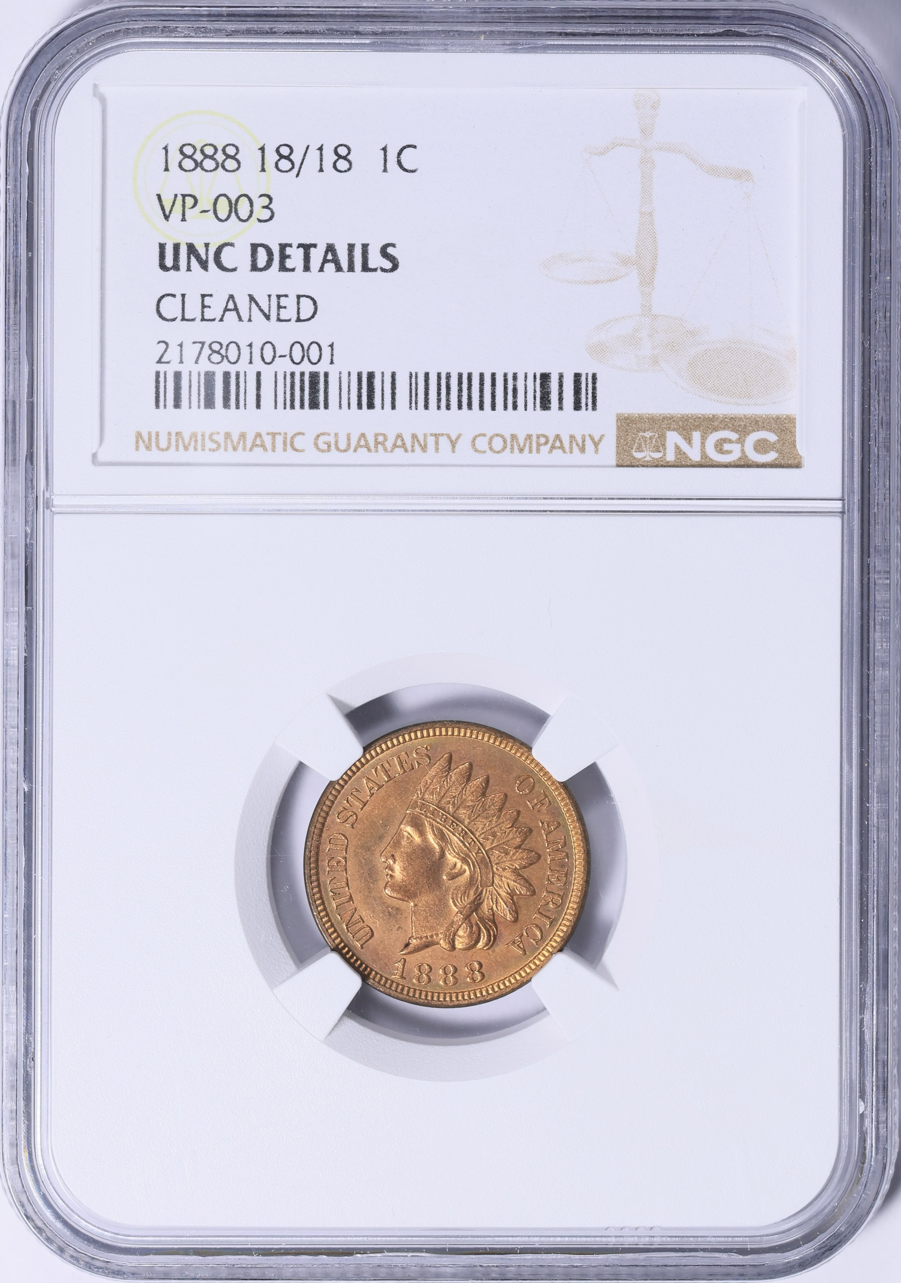 1888 Indian Cent 18/18 VP-003 NGC Unc Details | NGC Cert #2178010-001 ...