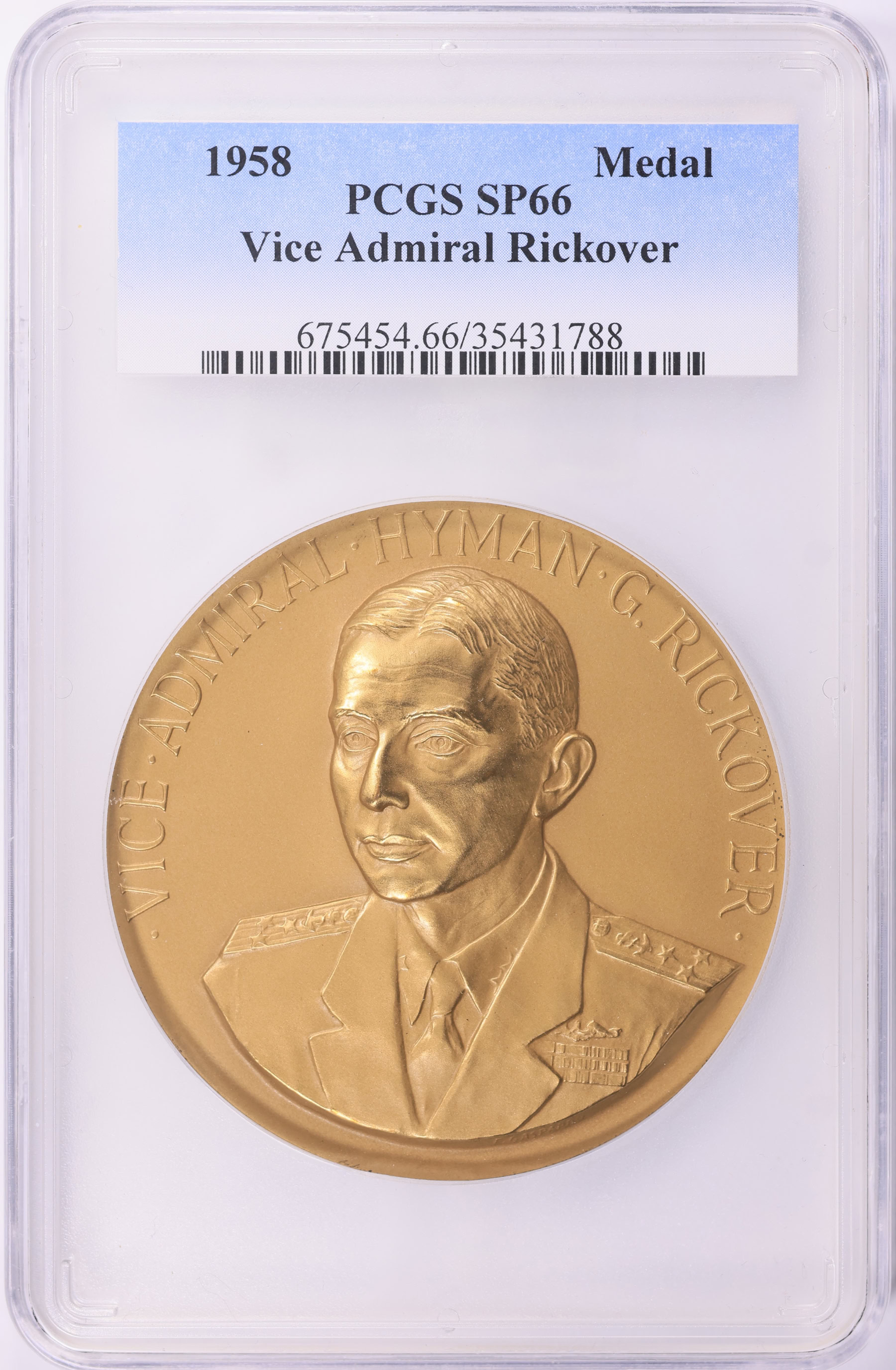 Rare Vice Collection 1958 Bronze 76mm Vice Admiral Rickover Medal PCGS SP-66 (Item 2094460 ...