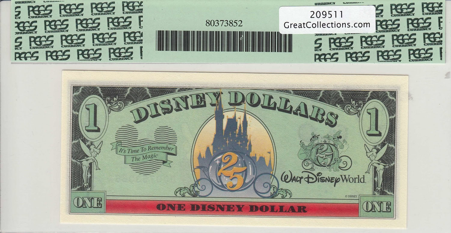 1997 $1 Disney Dollar Sorcerer Mickey: 25th Anniversary of Walt