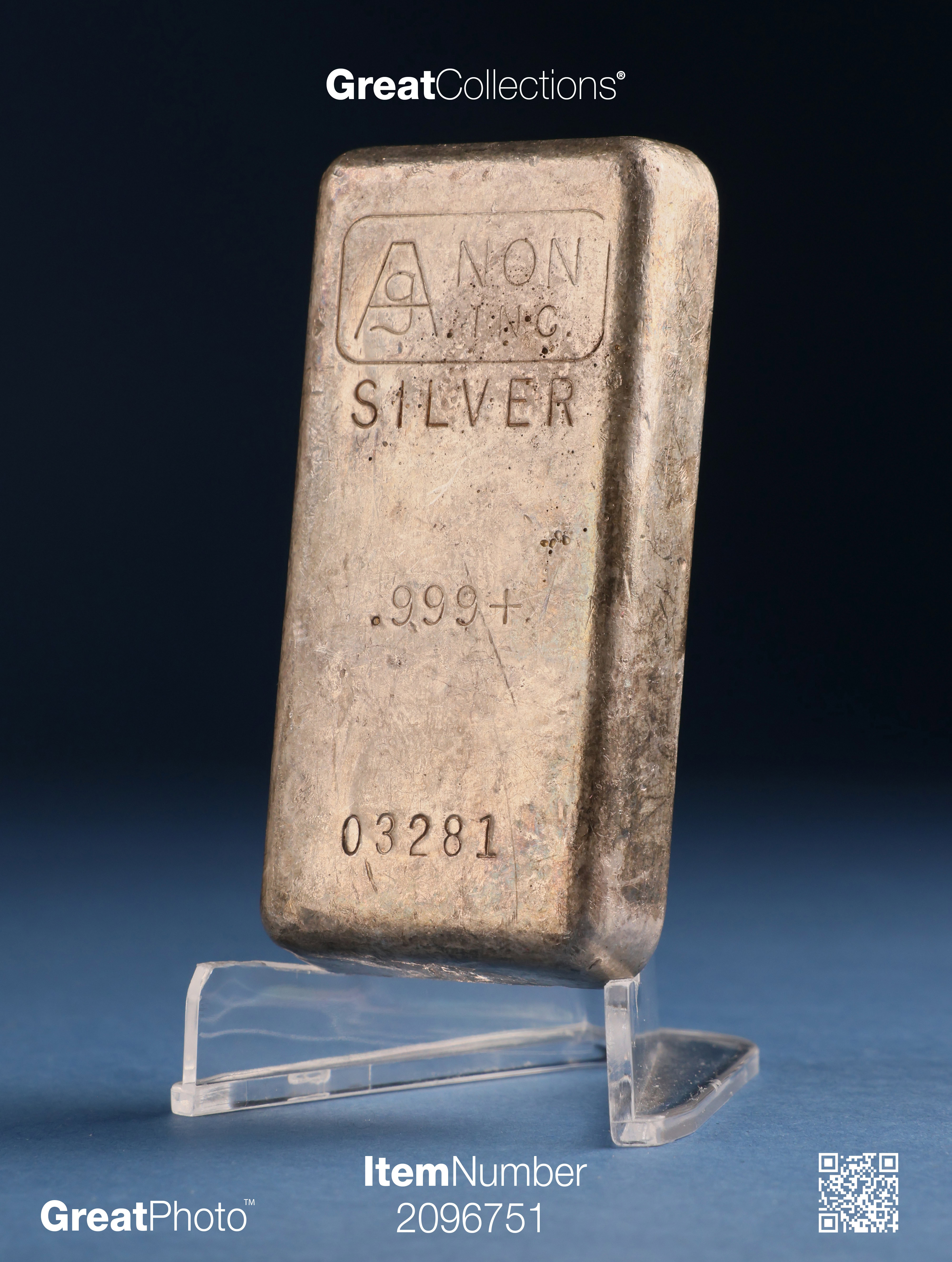 ND Silver 10.5oz Agnon Inc. Ingot/Bar Uncertified (ASW = 10.48 oz ...