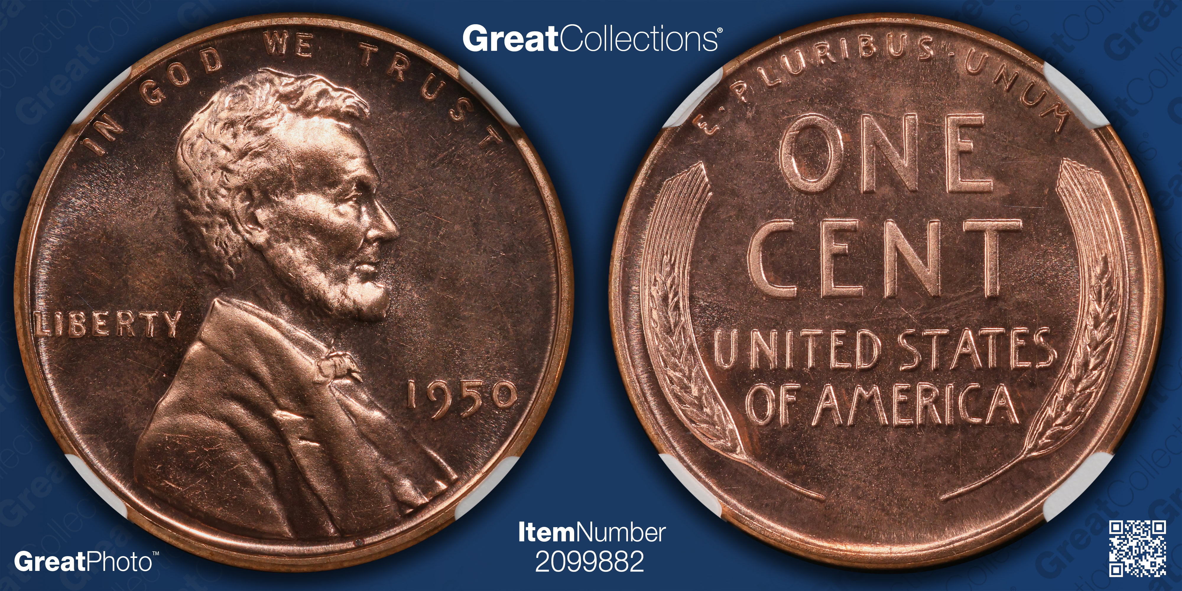 1950 Lincoln Cent NGC Proof-64 RB (Item 2099882) | GreatCollections ...