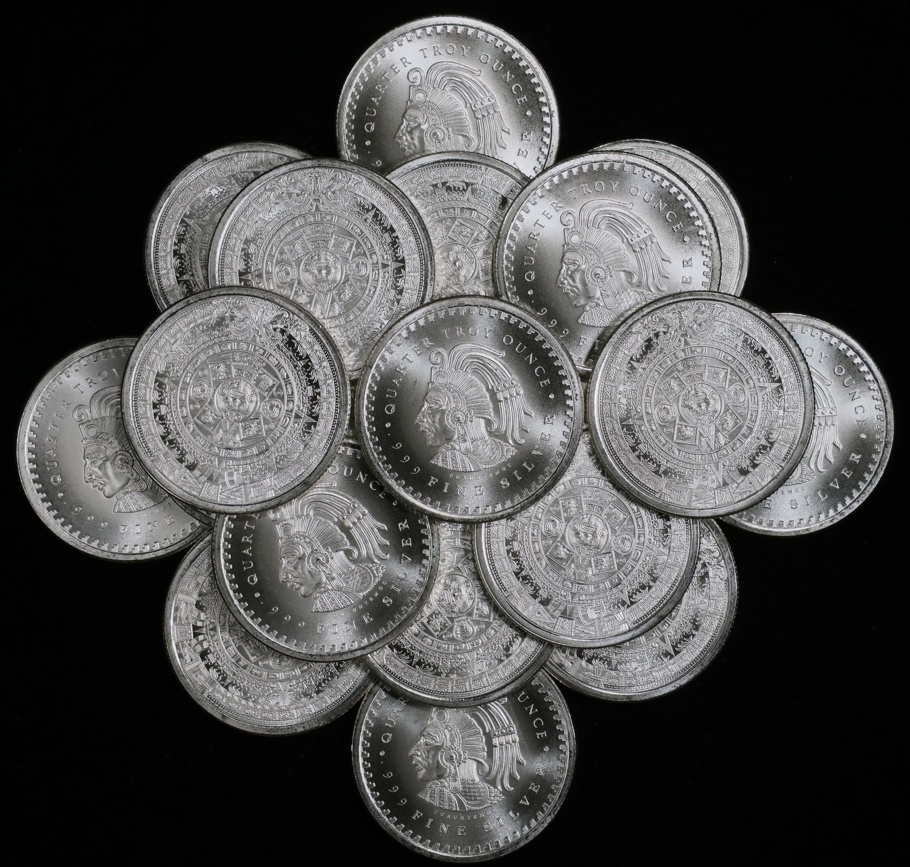 ND Silver 1/4oz Cuauhtemoc - Aztec Calendar Private Mint Rounds BU