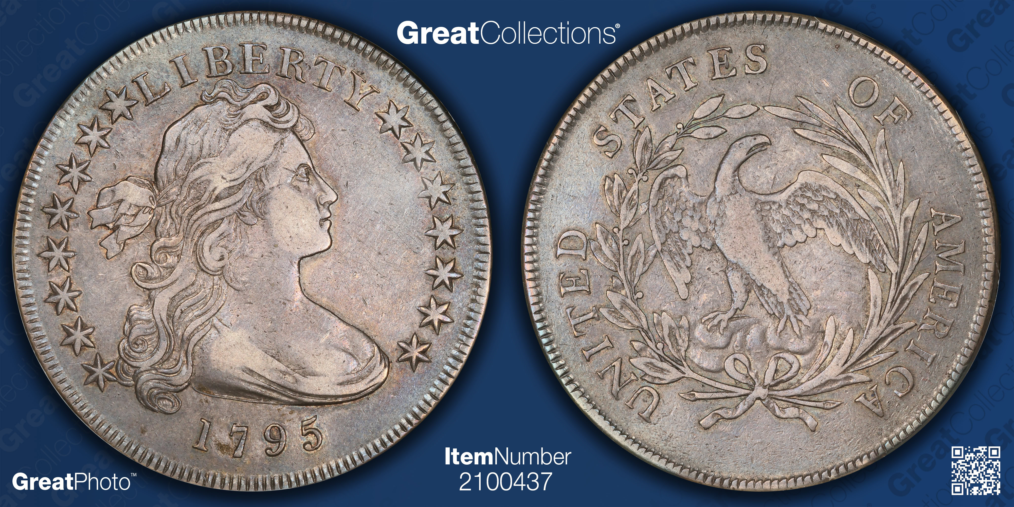 1795 Draped Bust Silver Dollar NGC XF-40 (CAC Green) OH (Toned