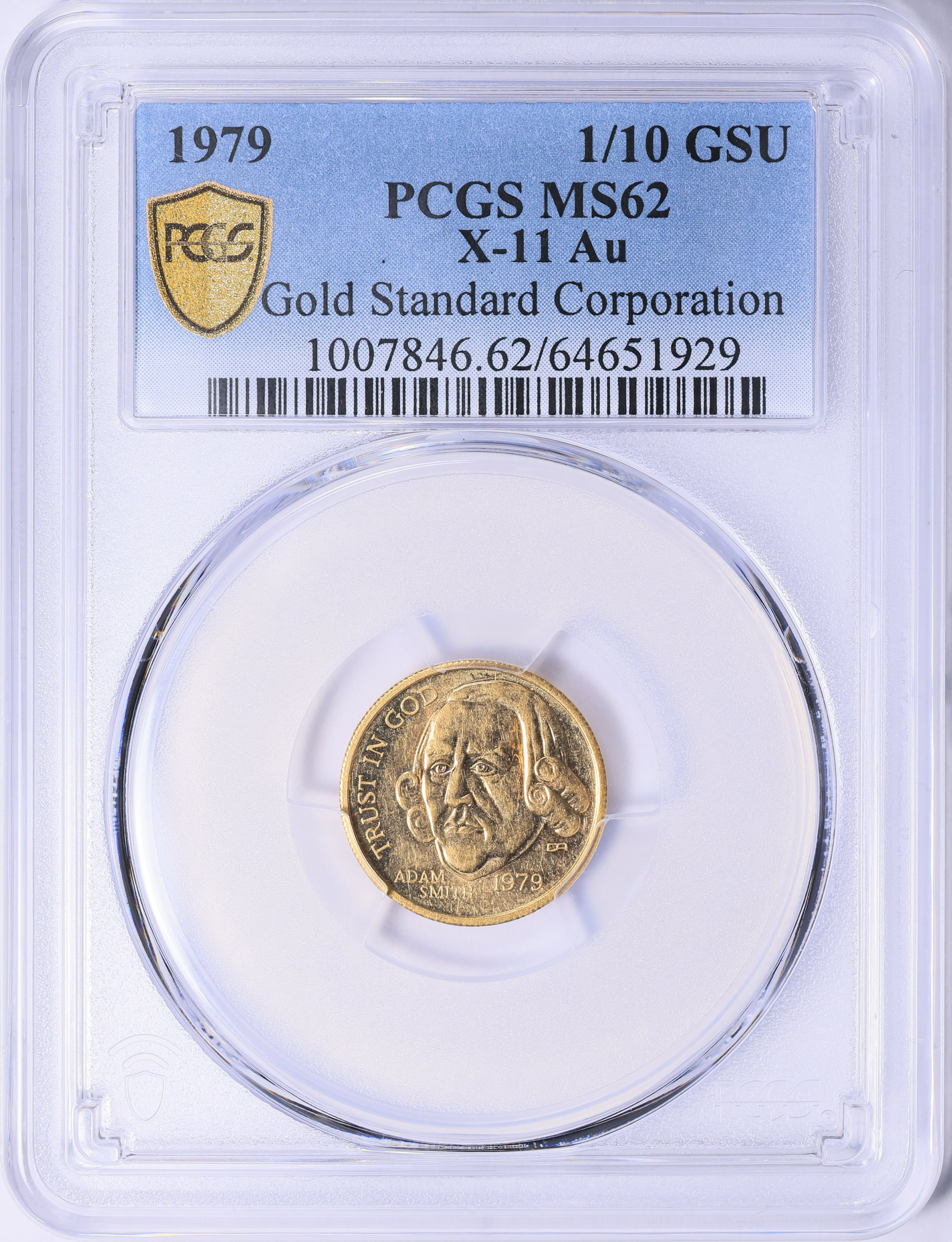 WONDA リズムトランク ゴールド 1979 Gold 1/10 Gold Standard Unit KM-X11 PCGS MS-62 (AGW = 0.1137