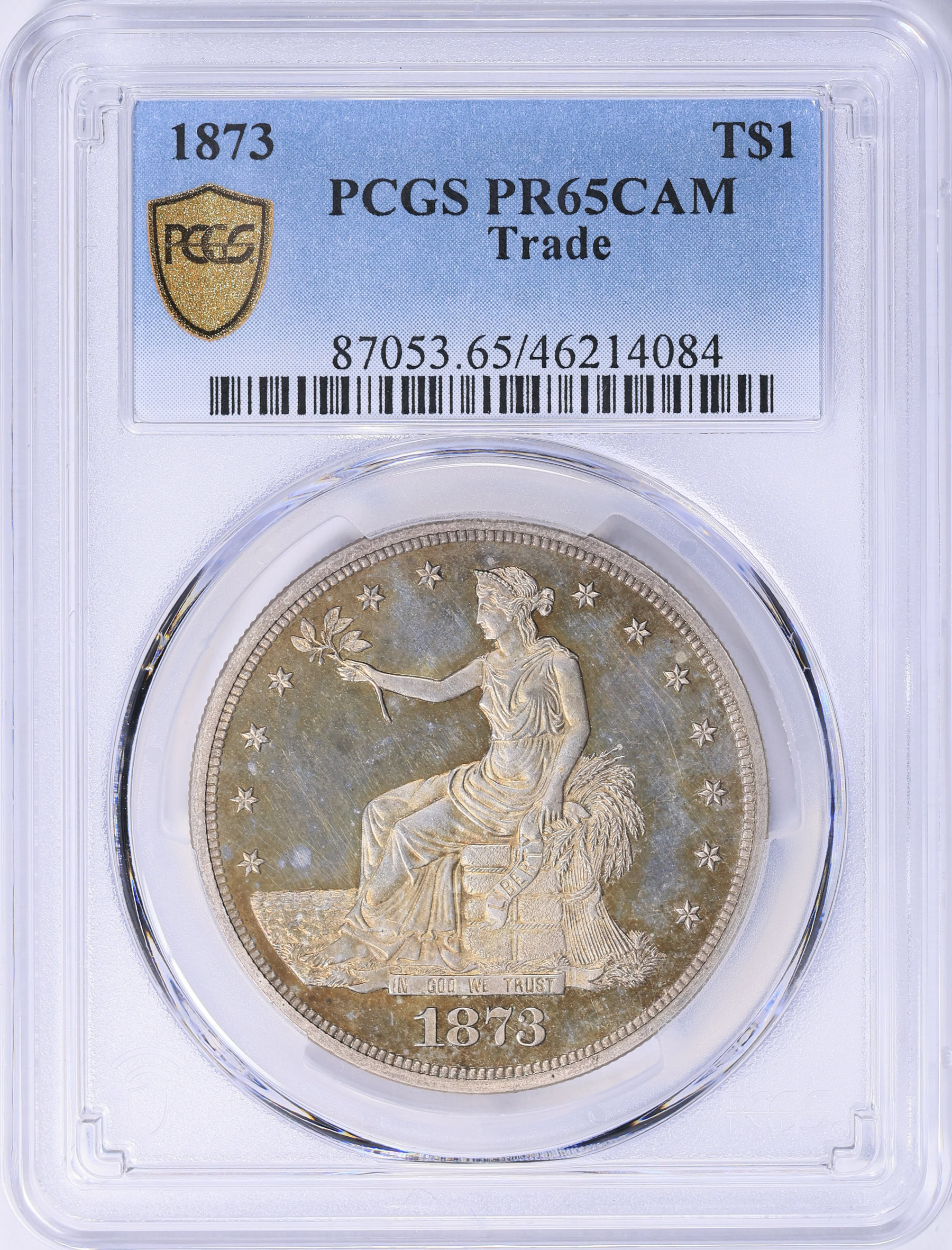 1873 Trade Silver Dollar PCGS Proof-65 CAMEO (Toned) (Item 2102123