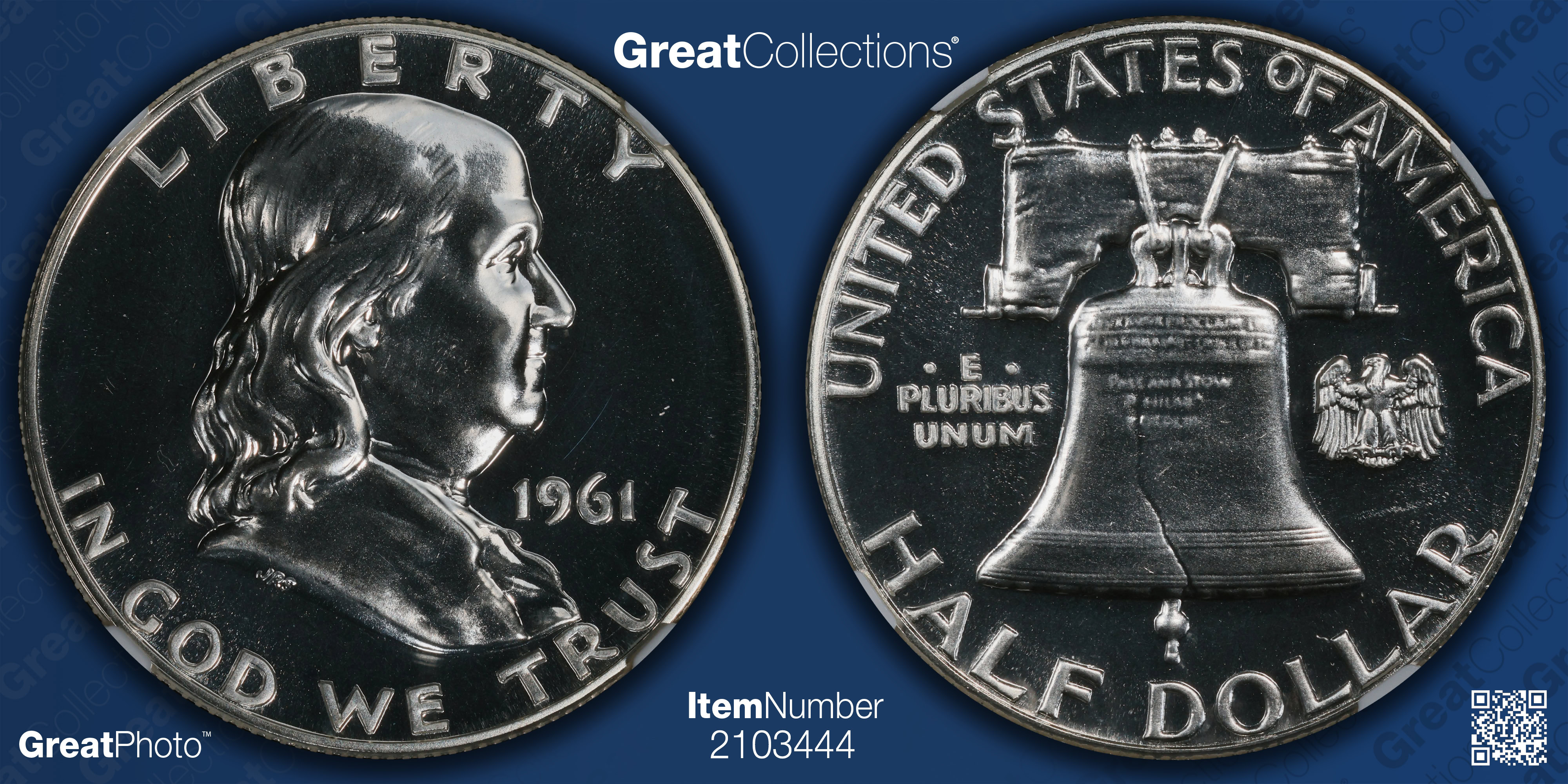 1961 Franklin Half Dollar Ngc Proof 68 Franklin Label Item 2103444 