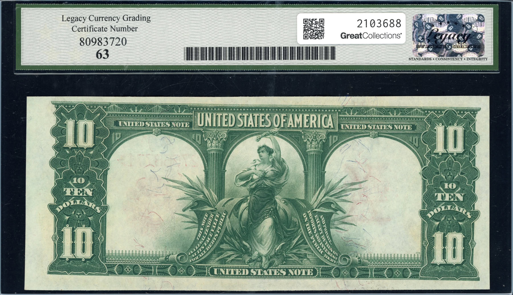 Mule Note Example Fr. 121m 1901 $10 Legal Tender Mule Note Elliott / White Legacy Choice ...