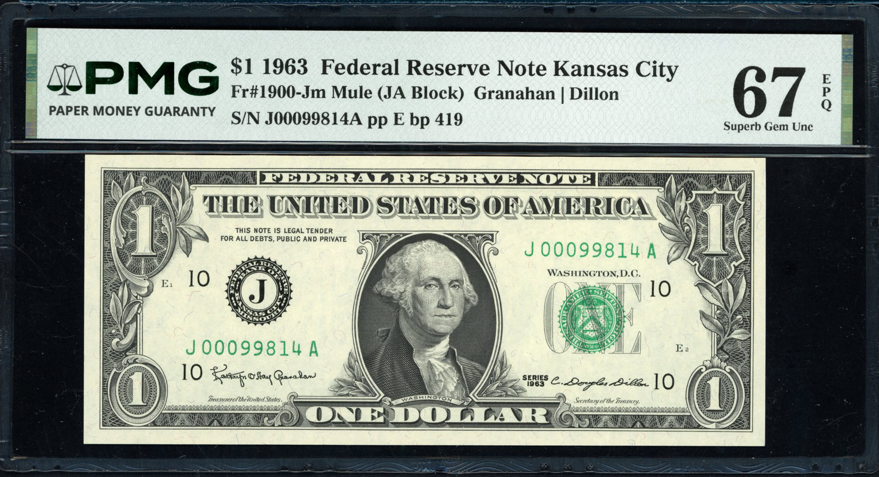 Mule Note Example Fr. 1900-A/Jm (Various Blocks) 1963 $1 Federal Reserve Mule Notes ...