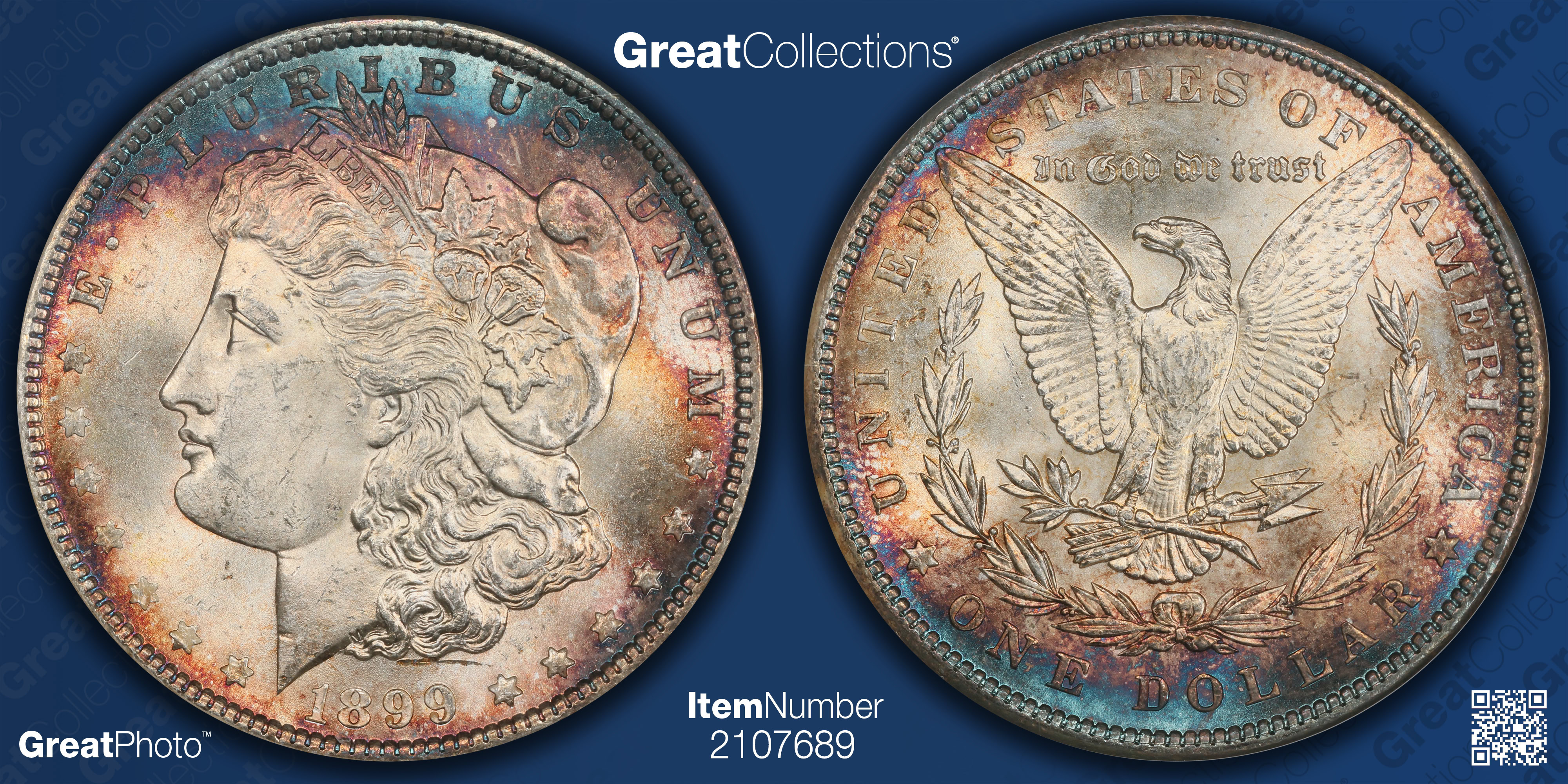 1899 Morgan Silver Dollar ANACS MS-64 OH (Toned) (Item 2107689 ...