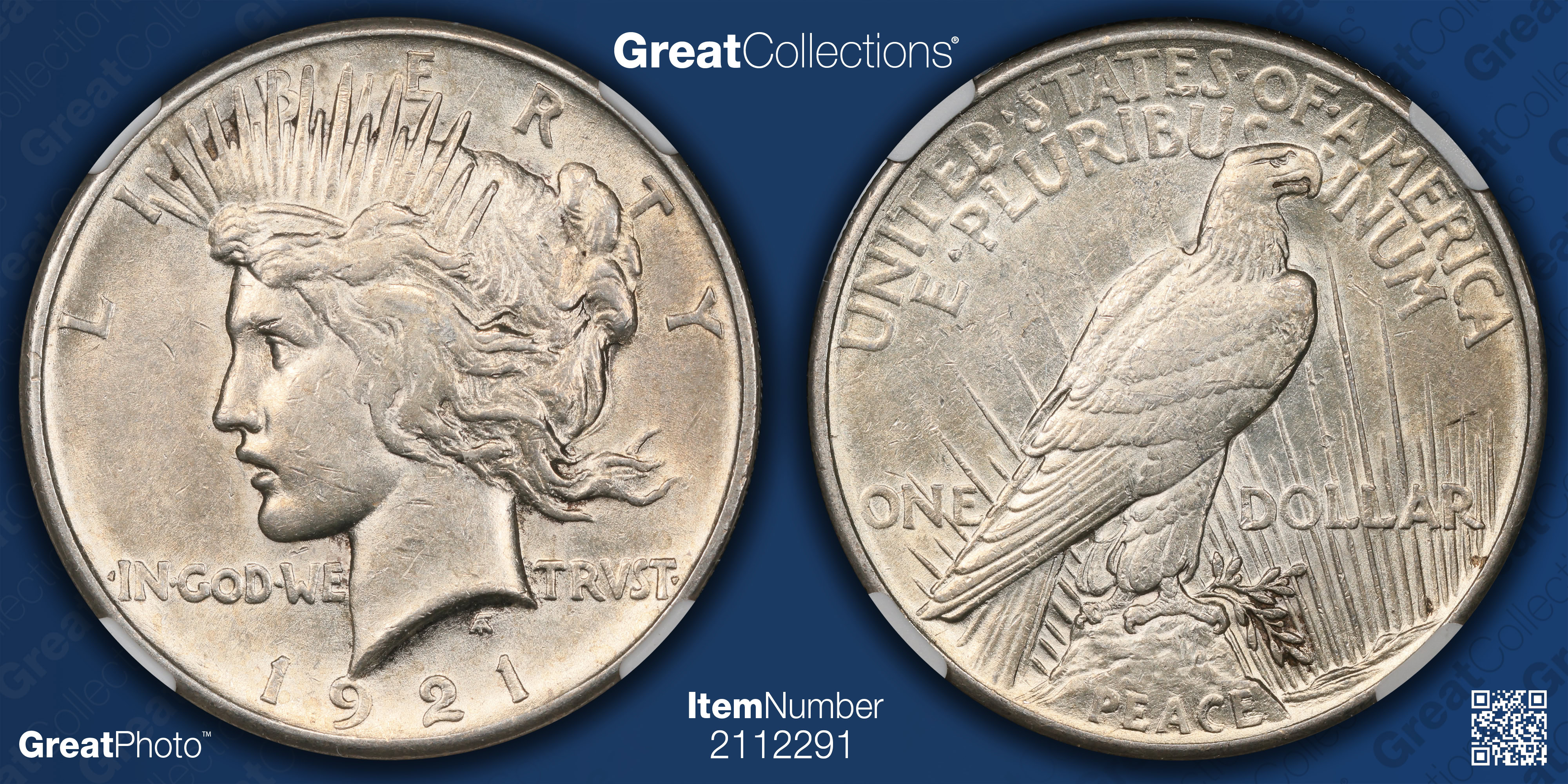 1921 Peace Silver Dollar High Relief NGC AU-58 (Item 2112291 ...