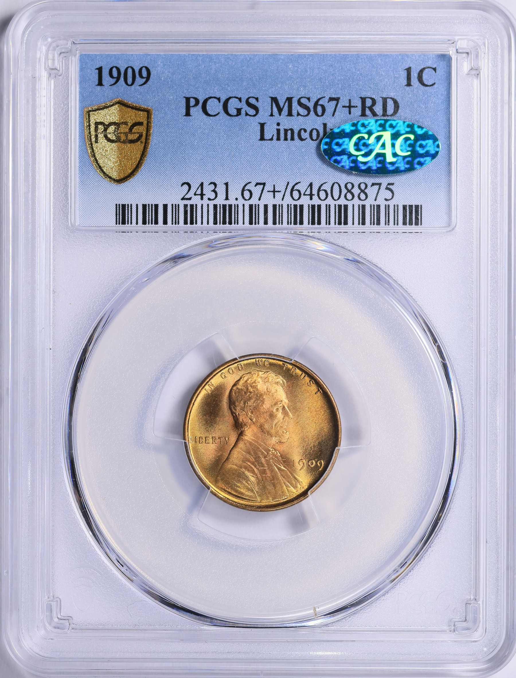 コレクション PCGS MS67 1909 Lincoln Cent PCGS MS-67+ RD (CAC Green) (Item 2113739