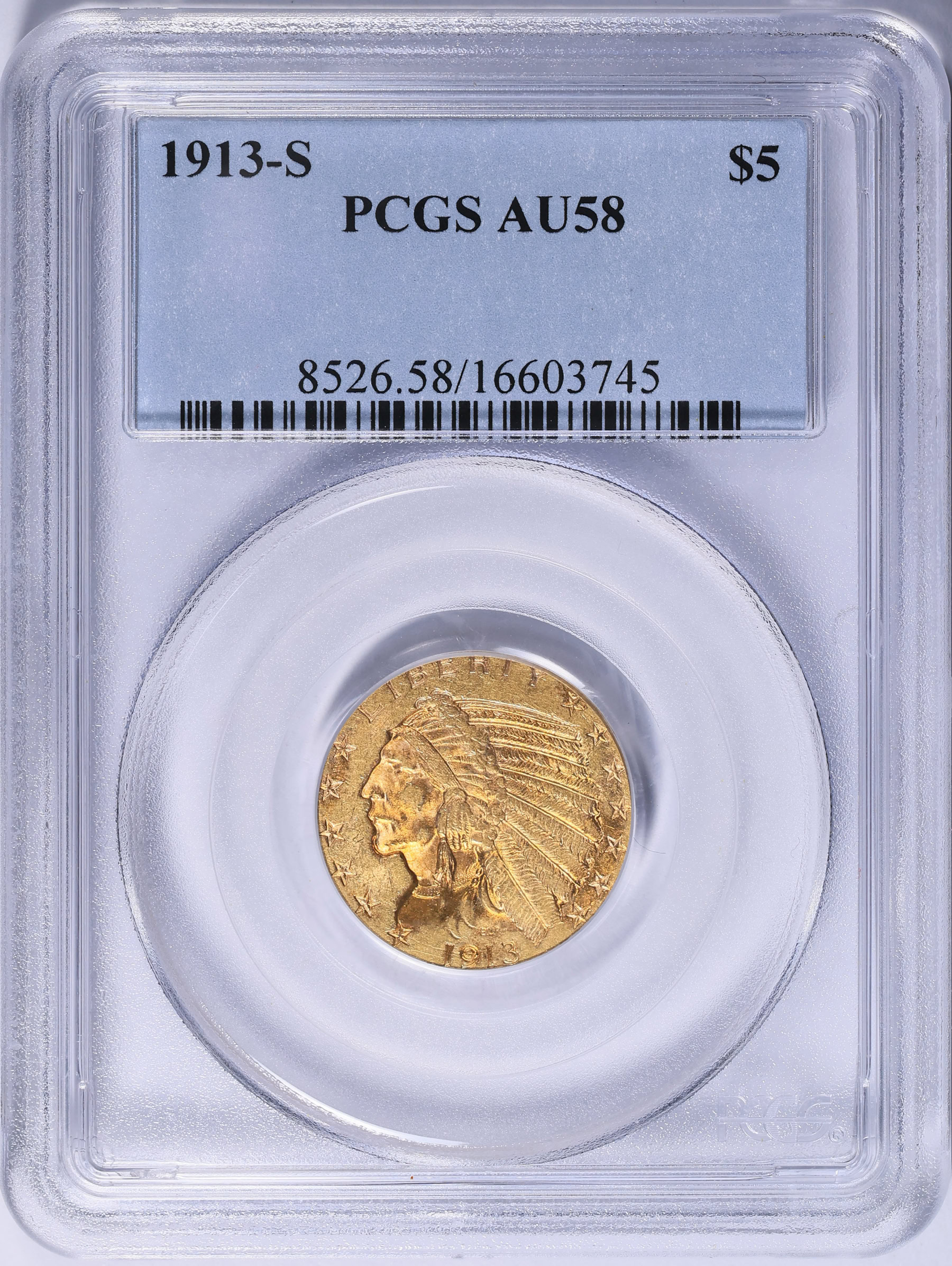 1913-S Indian Gold Half Eagle PCGS AU-58 (Item 2113758 ...