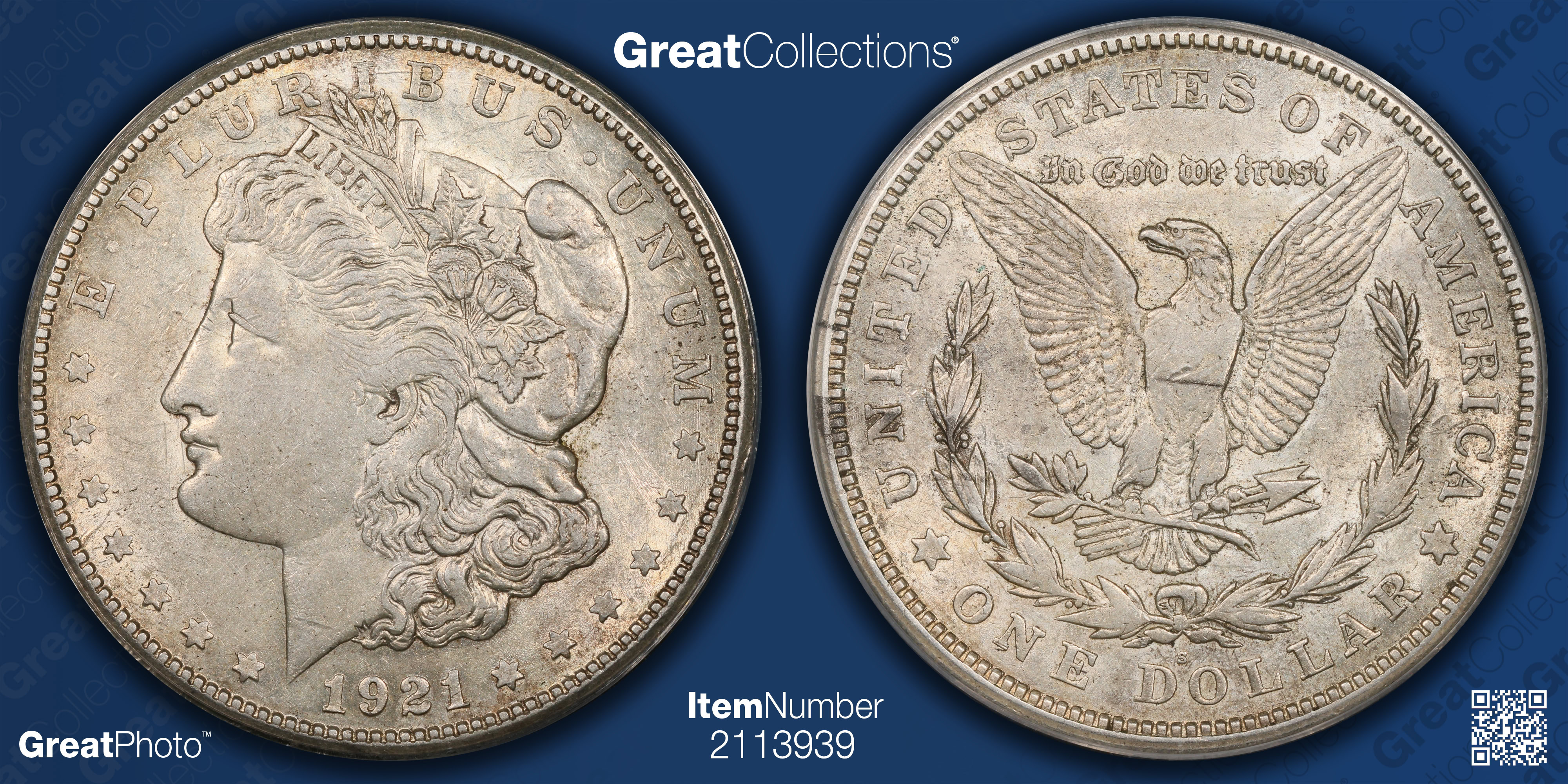 1921-S Morgan Silver Dollar Thorn Head VAM-1B-4b *Hit List 40* ANACS AU ...