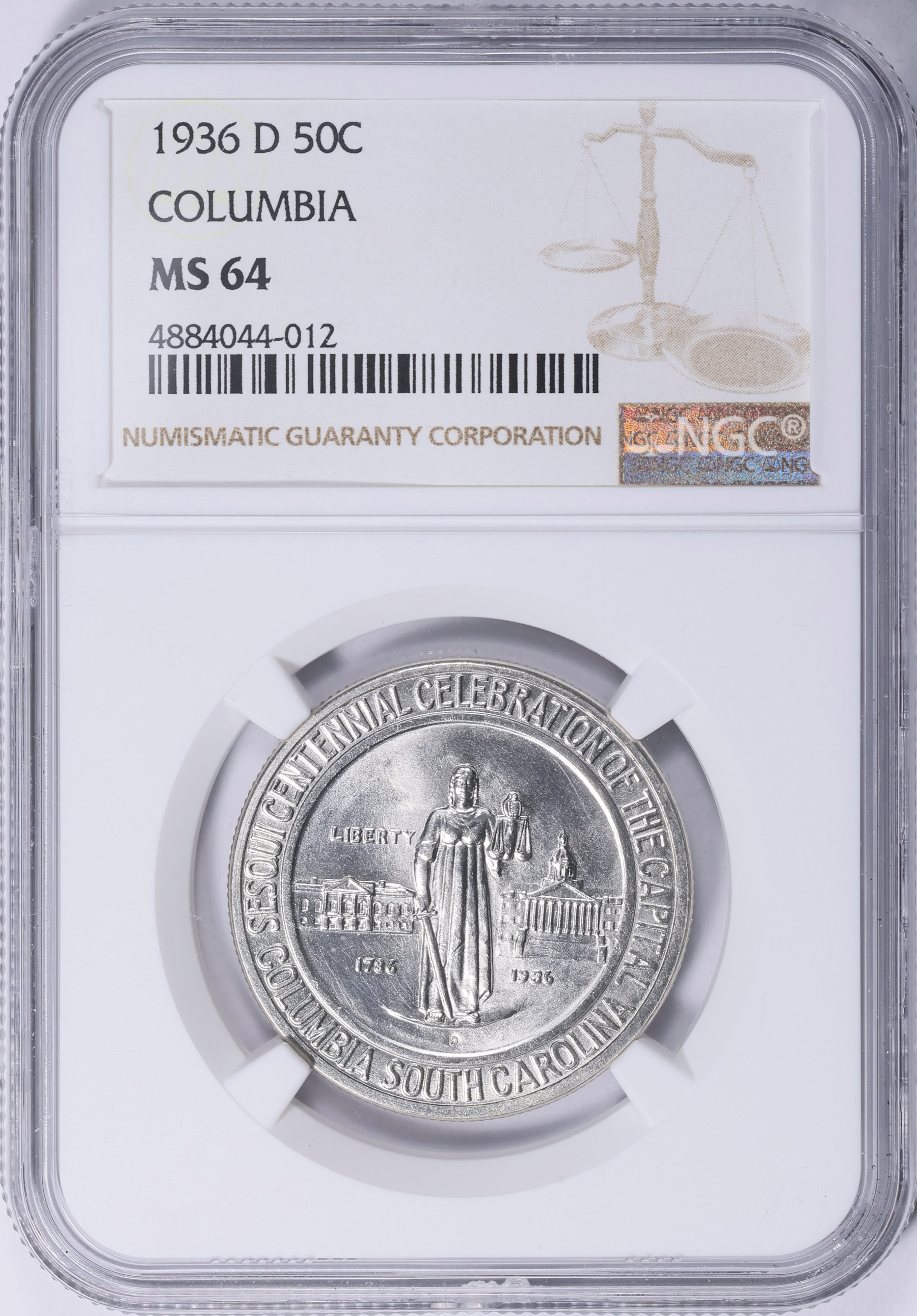 1936-D Columbia, South Carolina, Sesquicentennial Half Dollar NGC 1936-D Columbia, South Carolina, Sesquicentennial Half Dollar NGC
