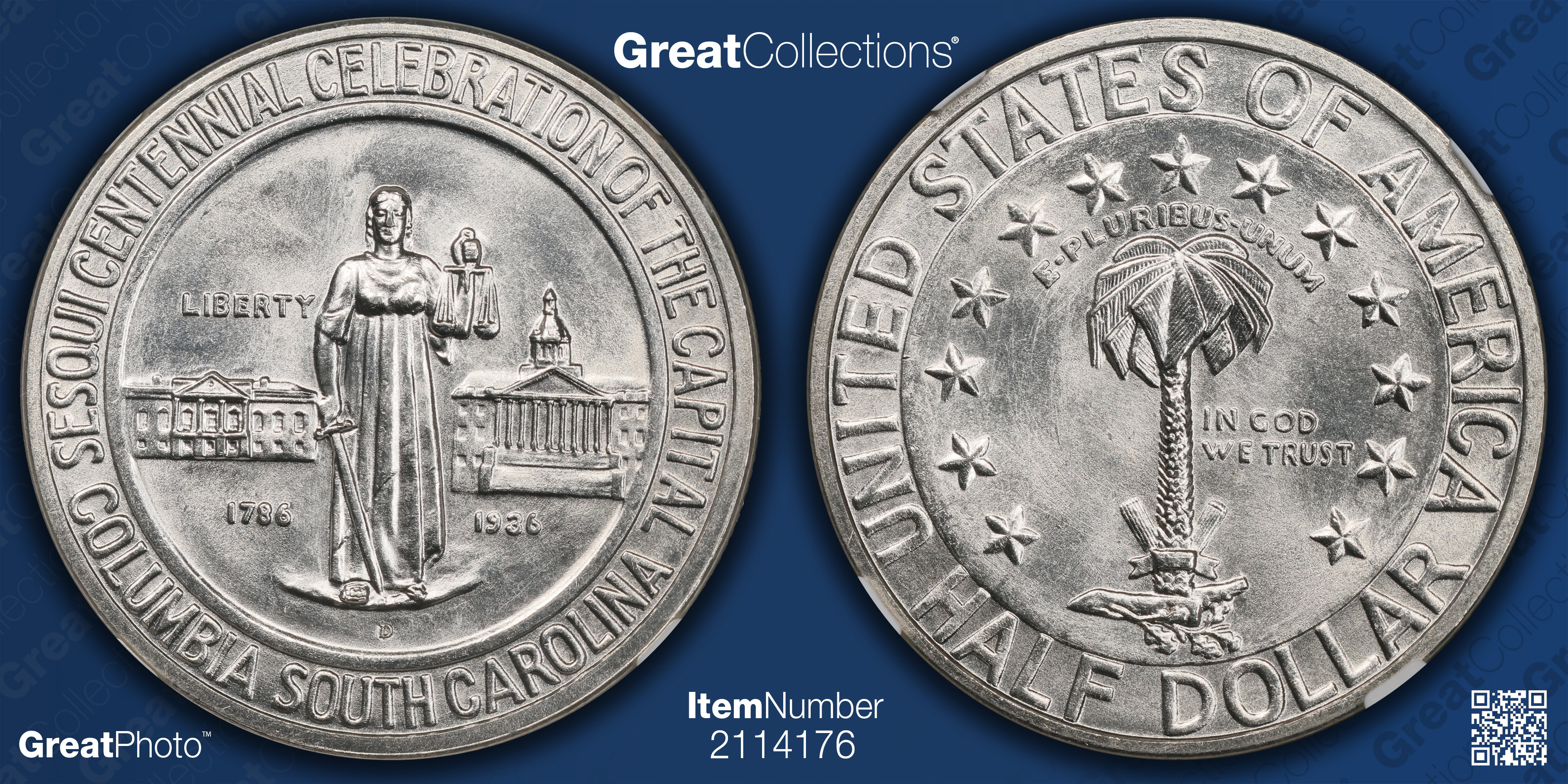 1936-D Columbia, South Carolina, Sesquicentennial Half Dollar NGC