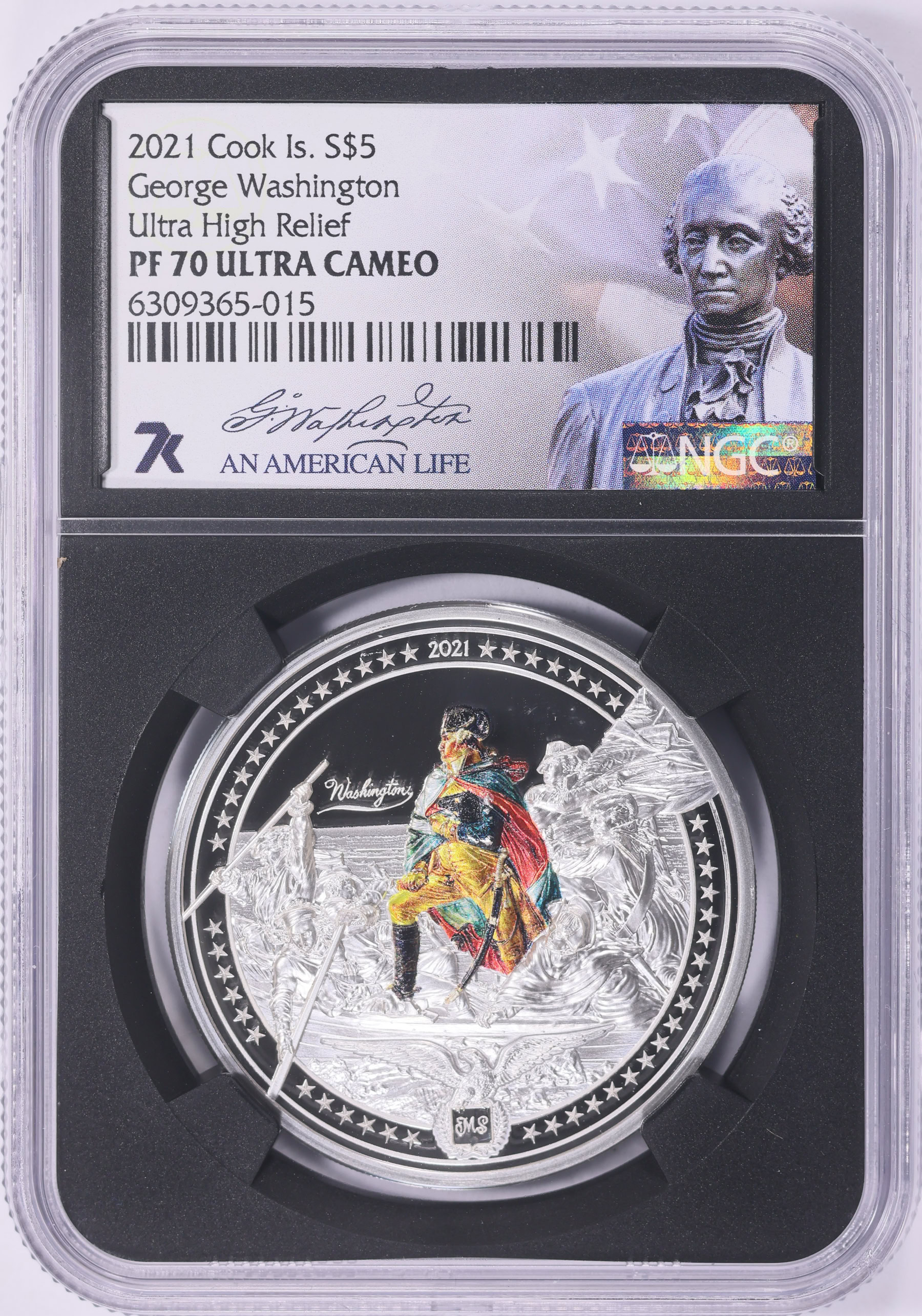 コレクトゥール　ユー　20 Cook Islands 2021 Colorized Silver $5 George Washington Crossing