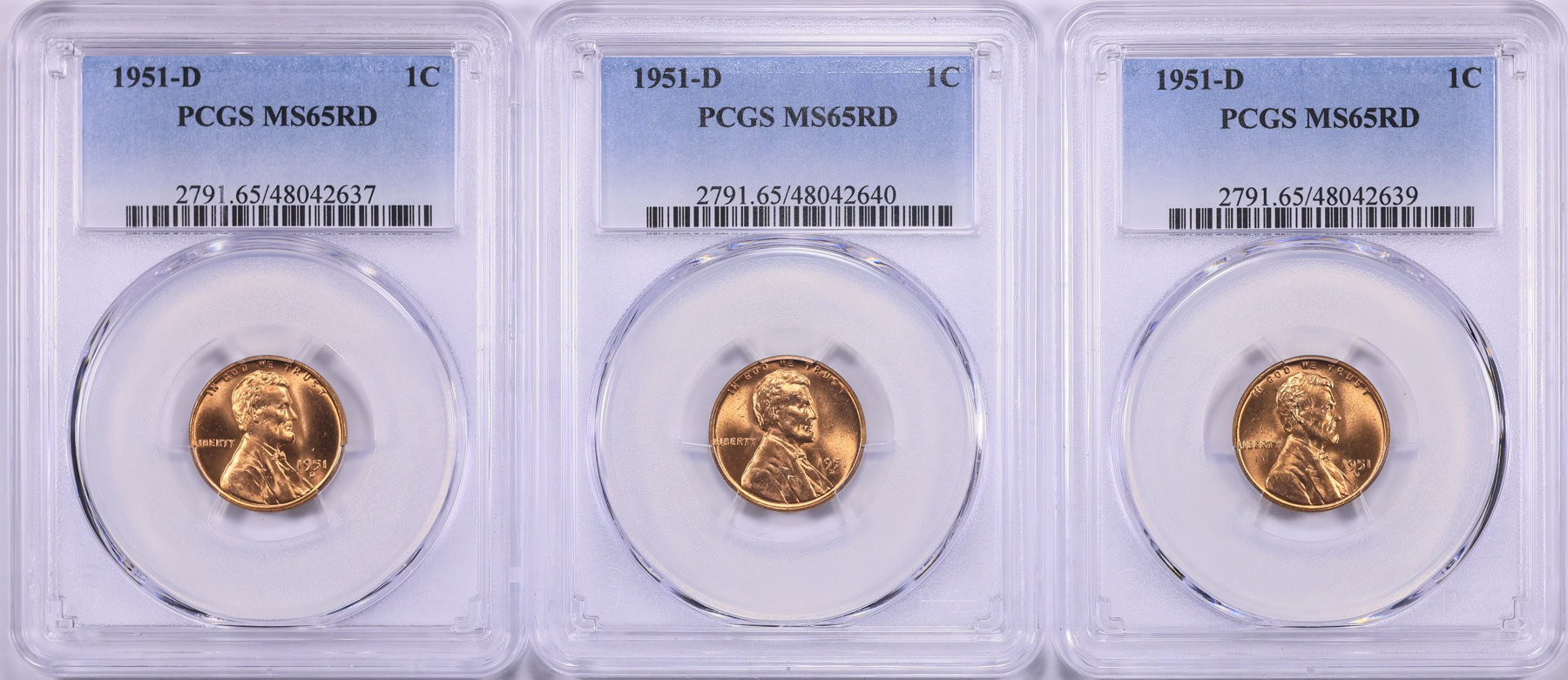 1951-D Lincoln Cent PCGS MS-65 RD (3 Coins) (Item 2115904 ...