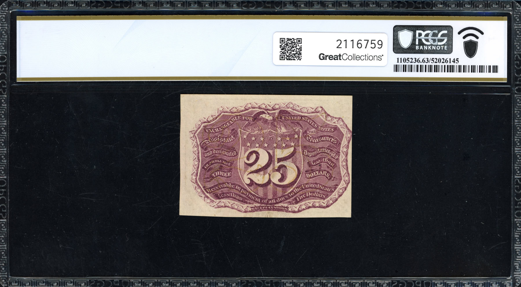 Fr. 1283 Second Issue 25 Cents Fractional Currency Note Without ...