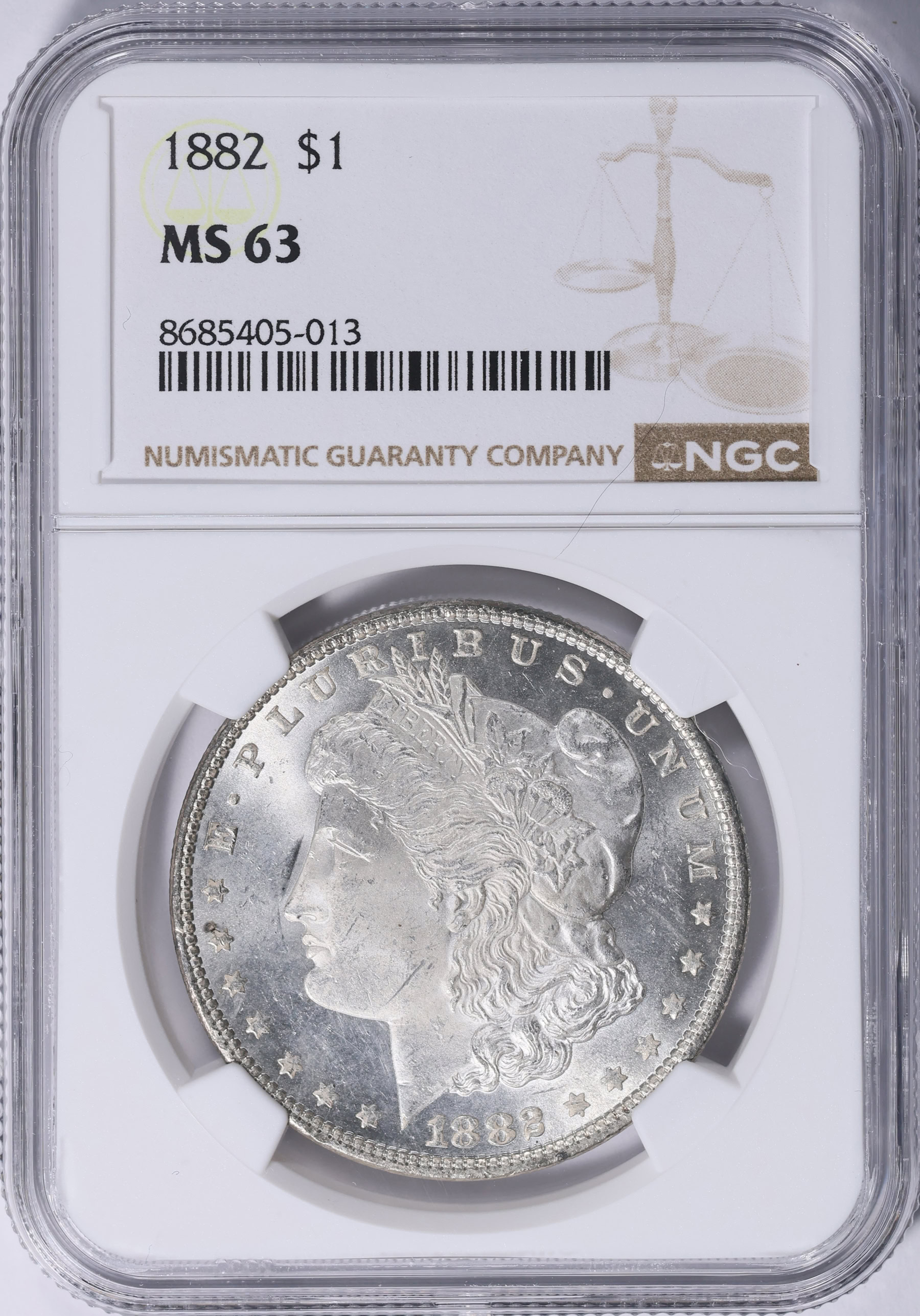 1882 Morgan Silver Dollar NGC MS-63 (Item 2117684) | GreatCollections ...
