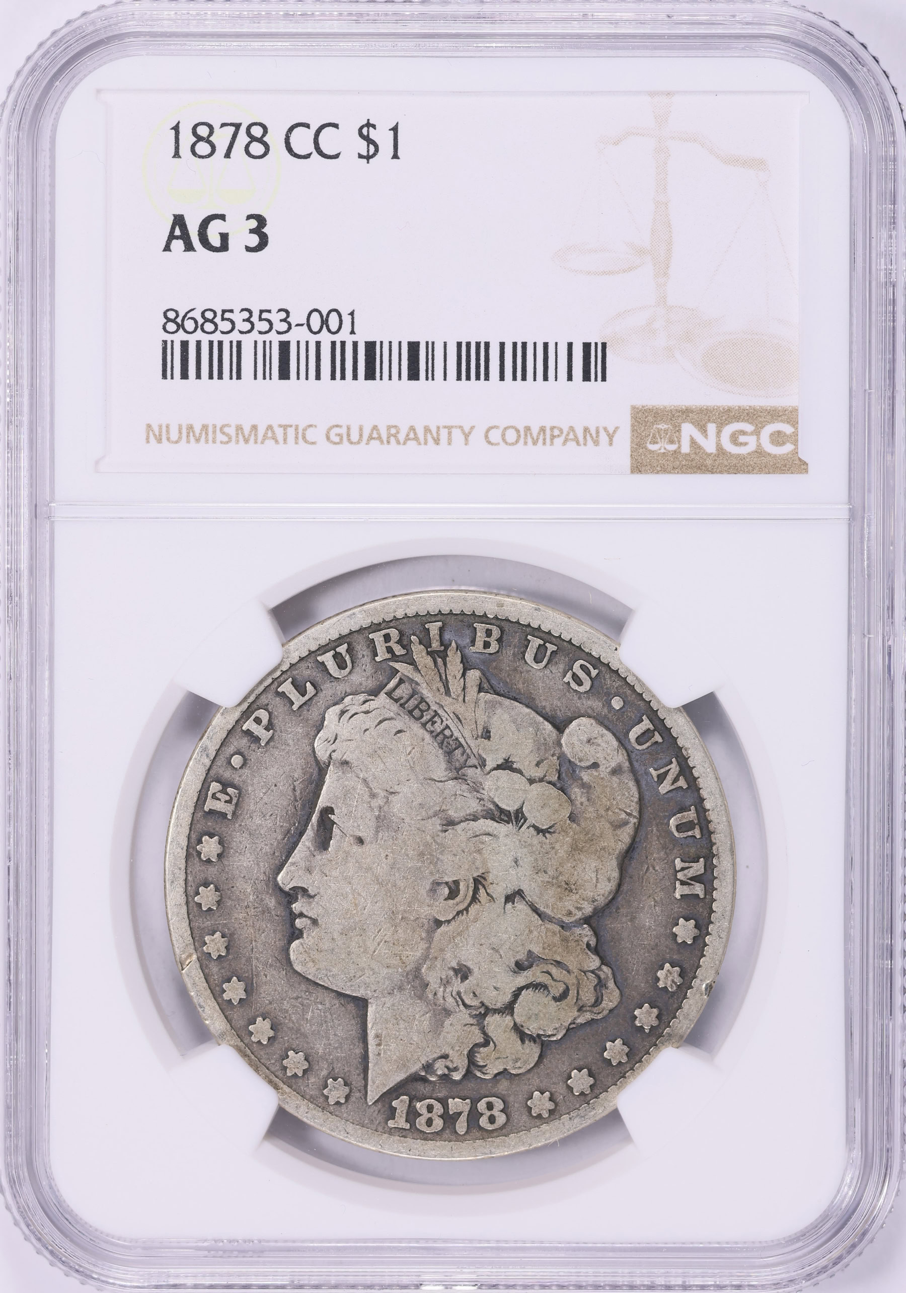 1878-CC Morgan Silver Dollar NGC AG-03 (VSS Doubled Leaves VAM-6