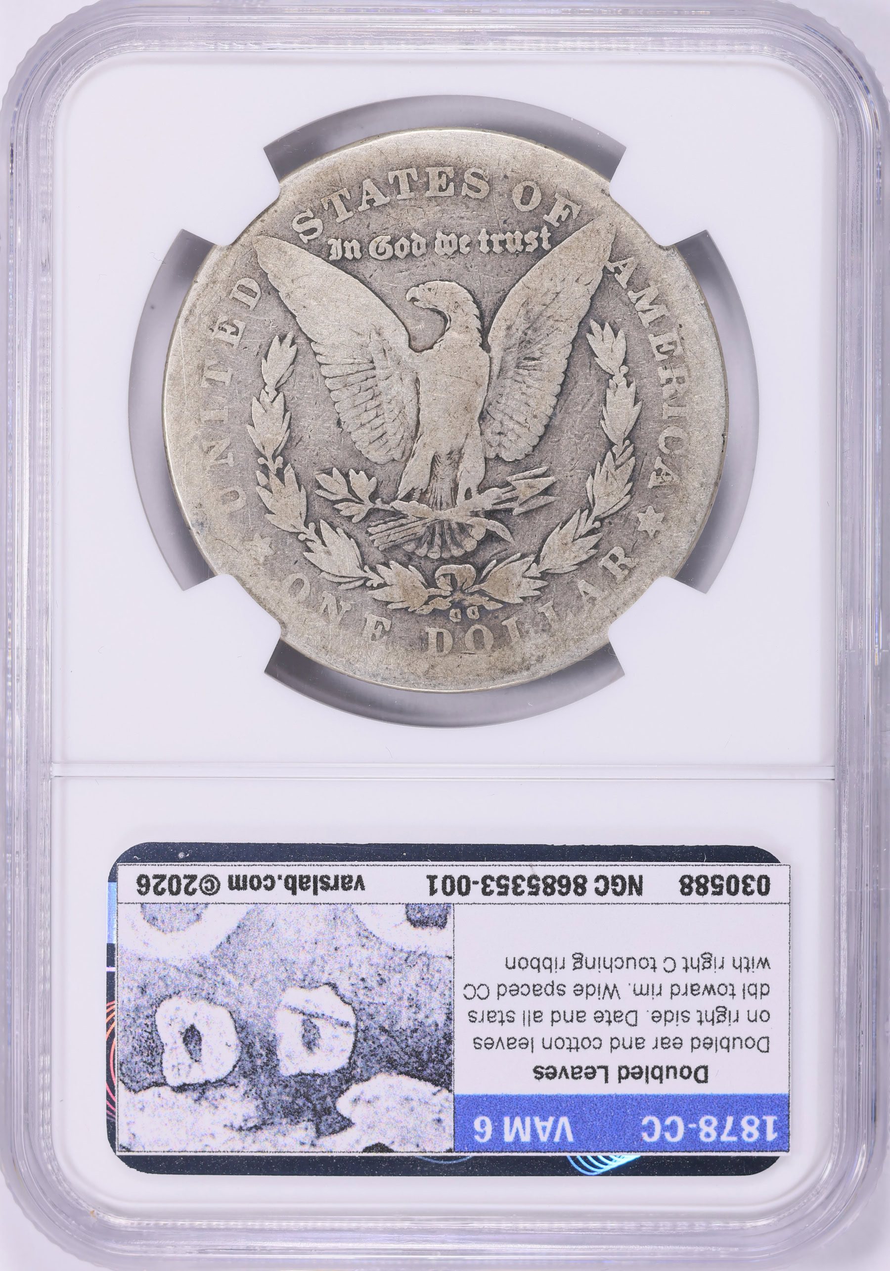 1878-CC Morgan Silver Dollar NGC AG-03 (VSS Doubled Leaves VAM-6