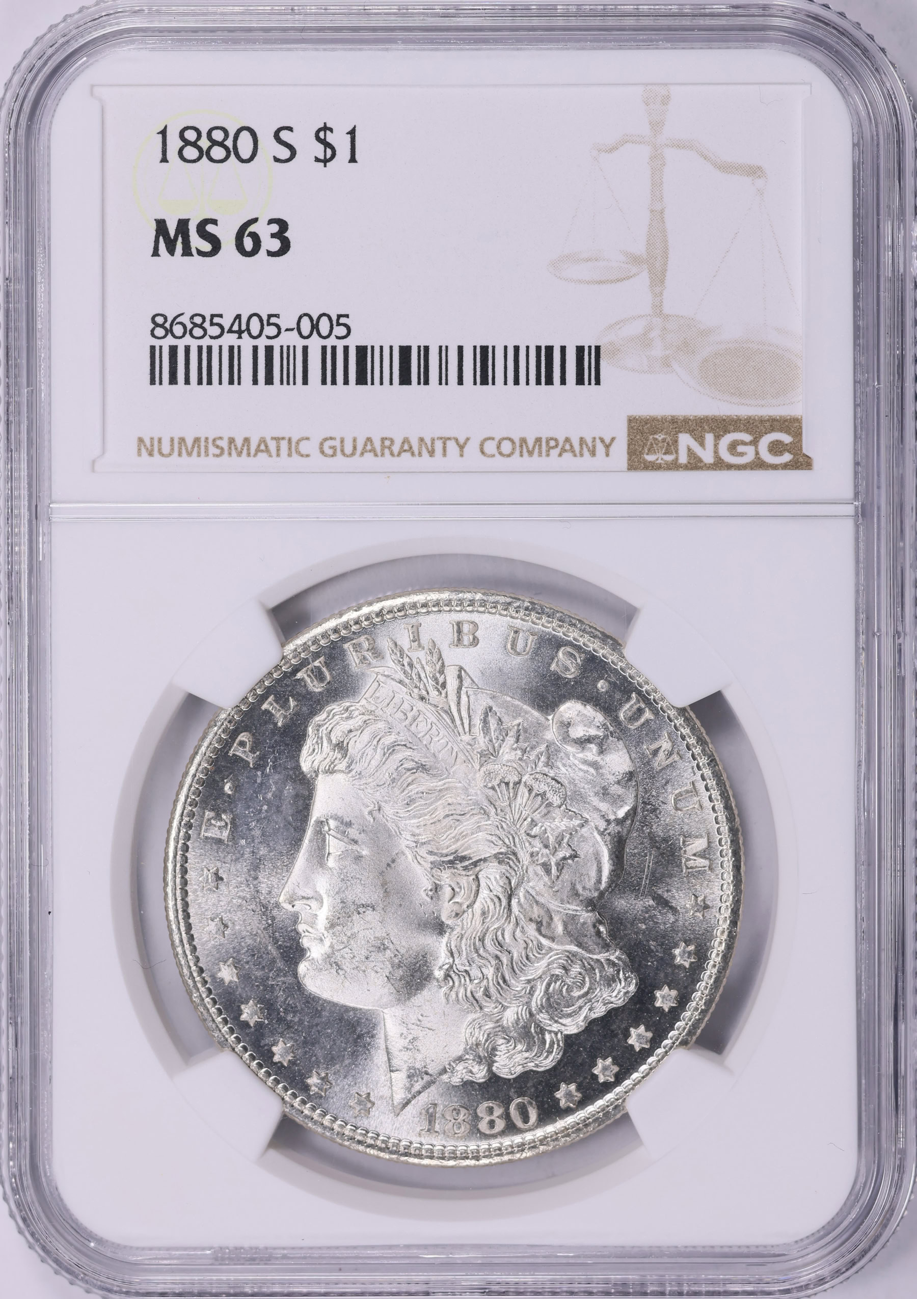 1880-S Morgan Silver Dollar NGC MS-63 (VSS Double Date, S Tilted