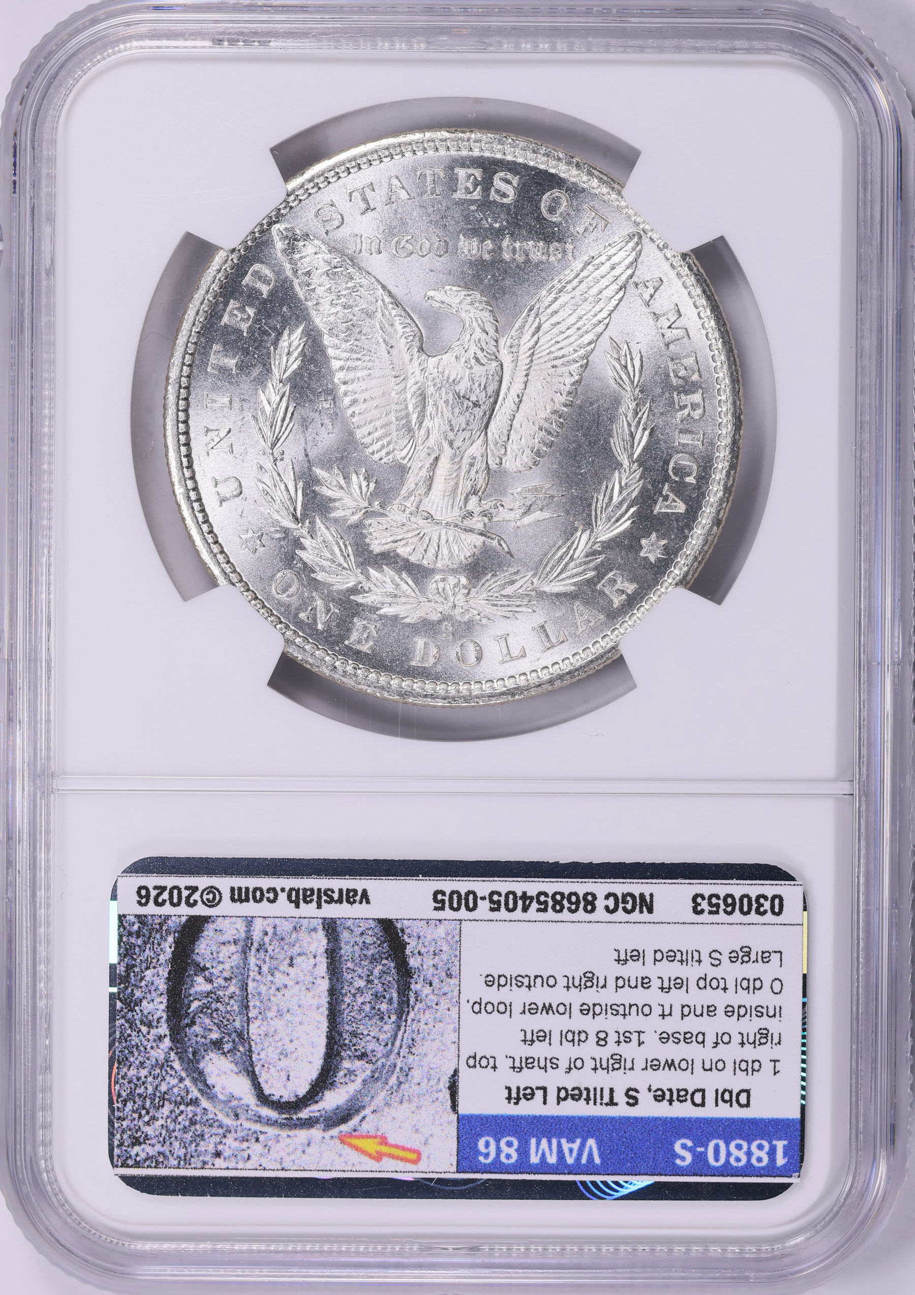 1880-S Morgan Silver Dollar NGC MS-63 (VSS Double Date, S Tilted