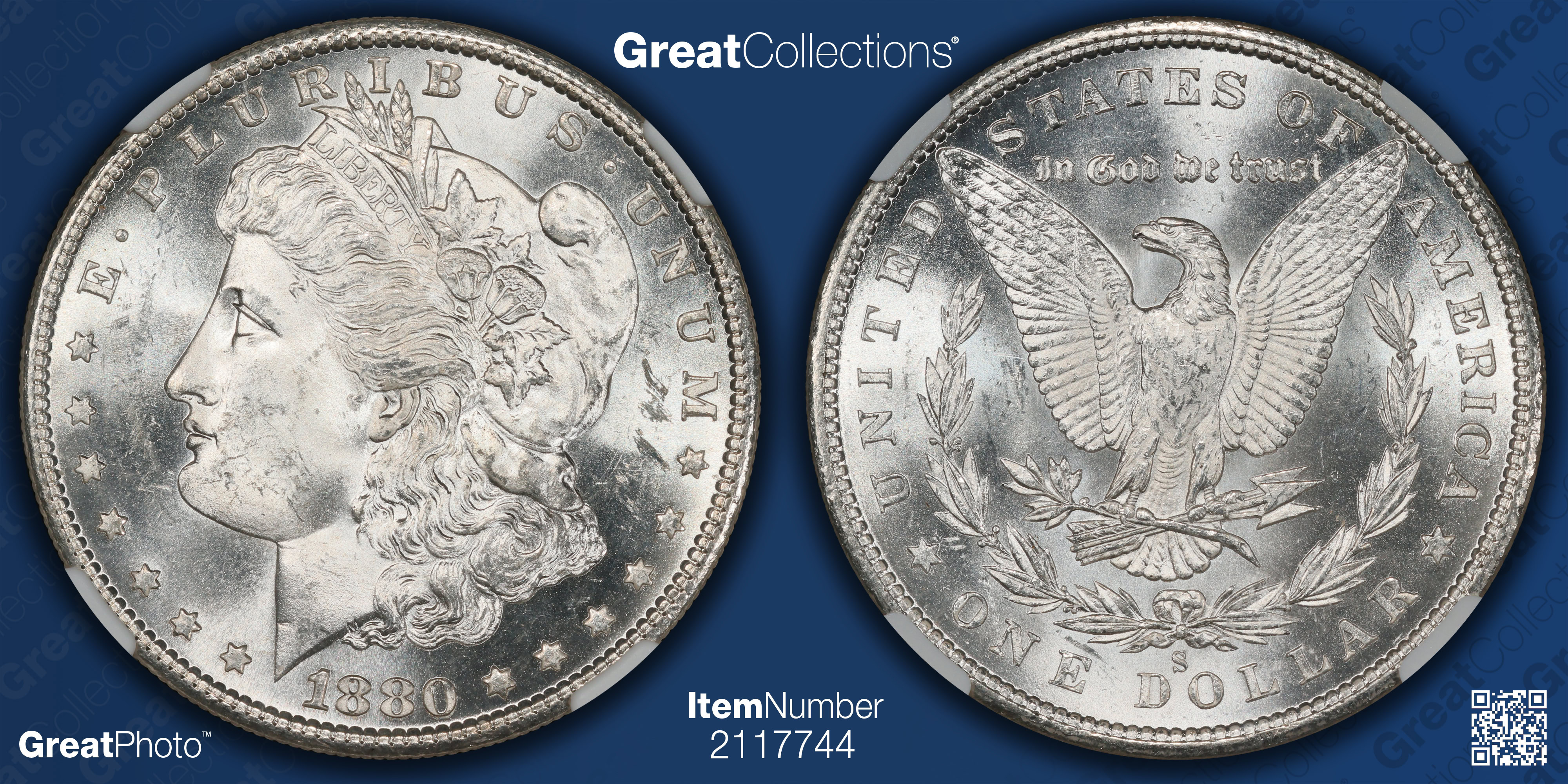 1880-S Morgan Silver Dollar NGC MS-63 (VSS Double Date, S Tilted