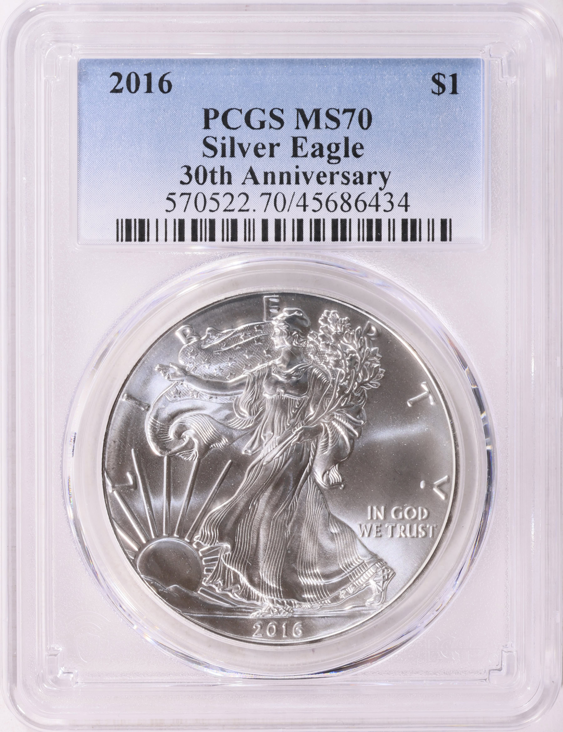 2016 $1 Silver Eagle 30th Anniversary PCGS MS-70 (Item 2117962