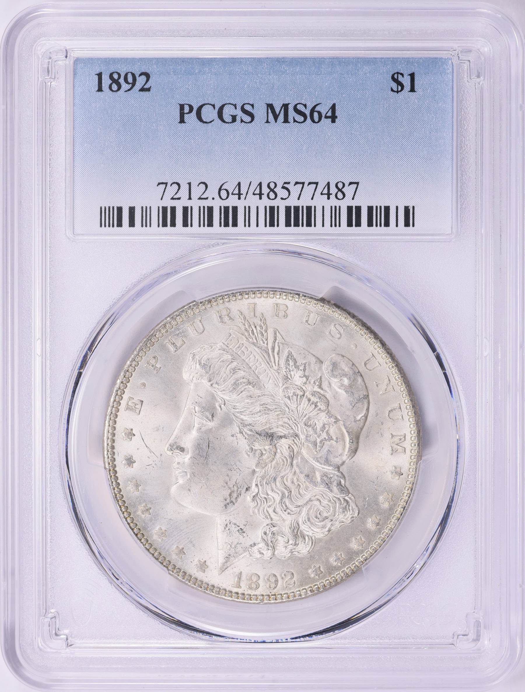 1892 Morgan Silver Dollar PCGS MS-64 (Item 2118064) | GreatCollections ...