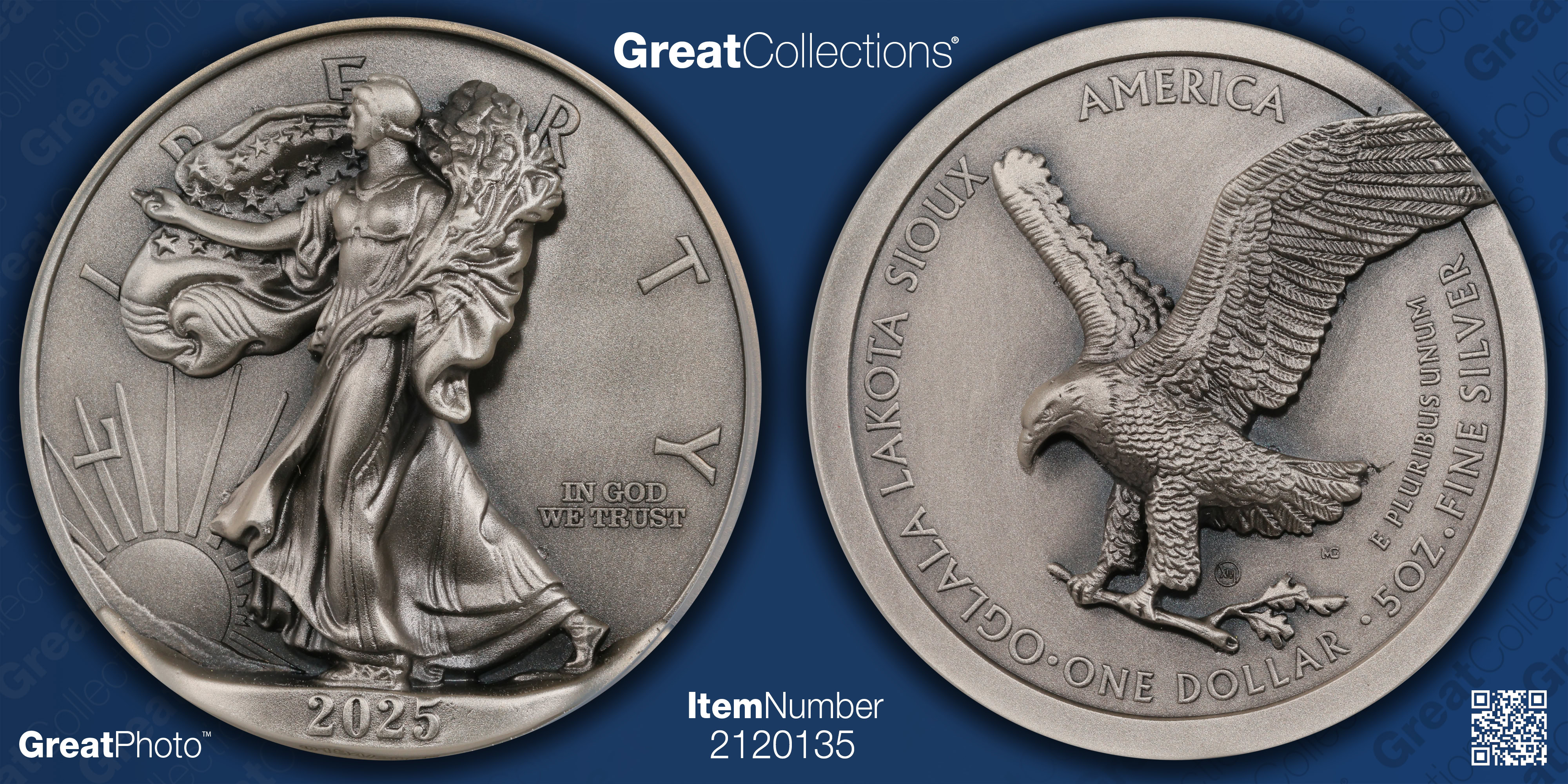 2025 Oglala Lakota Sioux Sovereign Nation Silver 5oz Dollar Type 2