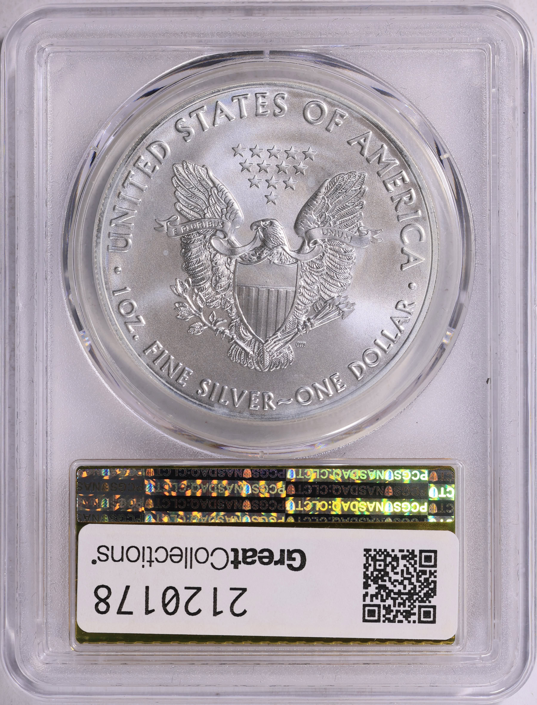 2017 $1 Silver Eagle First Strike PCGS MS-70 (Gold Foil Label