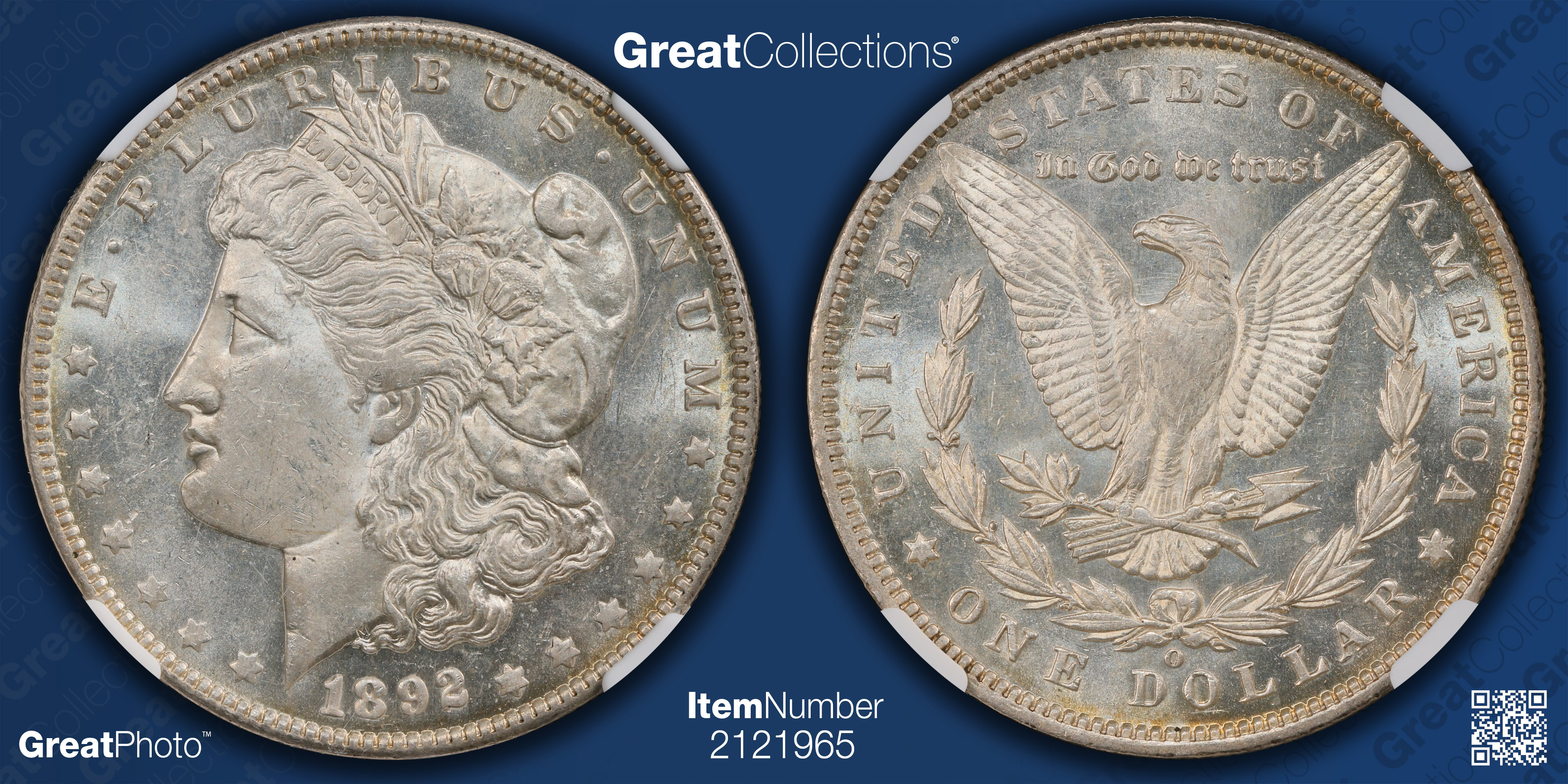 1892-O Morgan Silver Dollar NGC MS-61 (Item 2121965) | GreatCollections ...