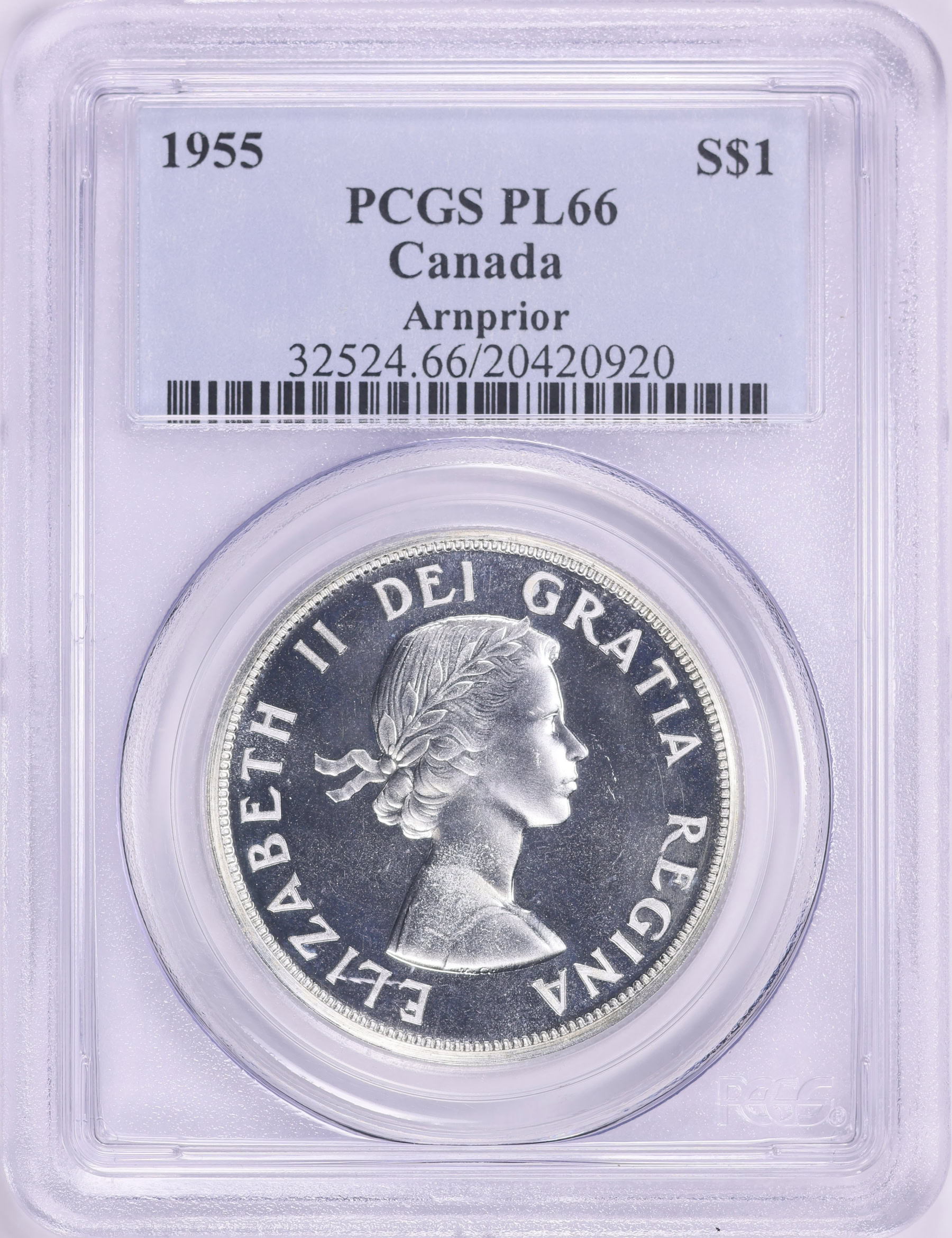 Canada 1955 Silver Dollar Arnprior KM-54 PCGS PL-66 (Item 2122685
