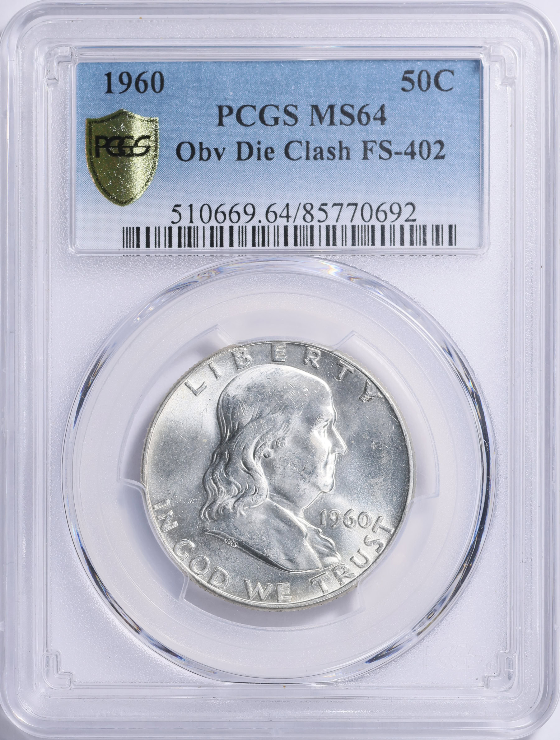 1960 Franklin Half Dollar Obverse Die Clash FS-402 PCGS MS-64 (Item ...