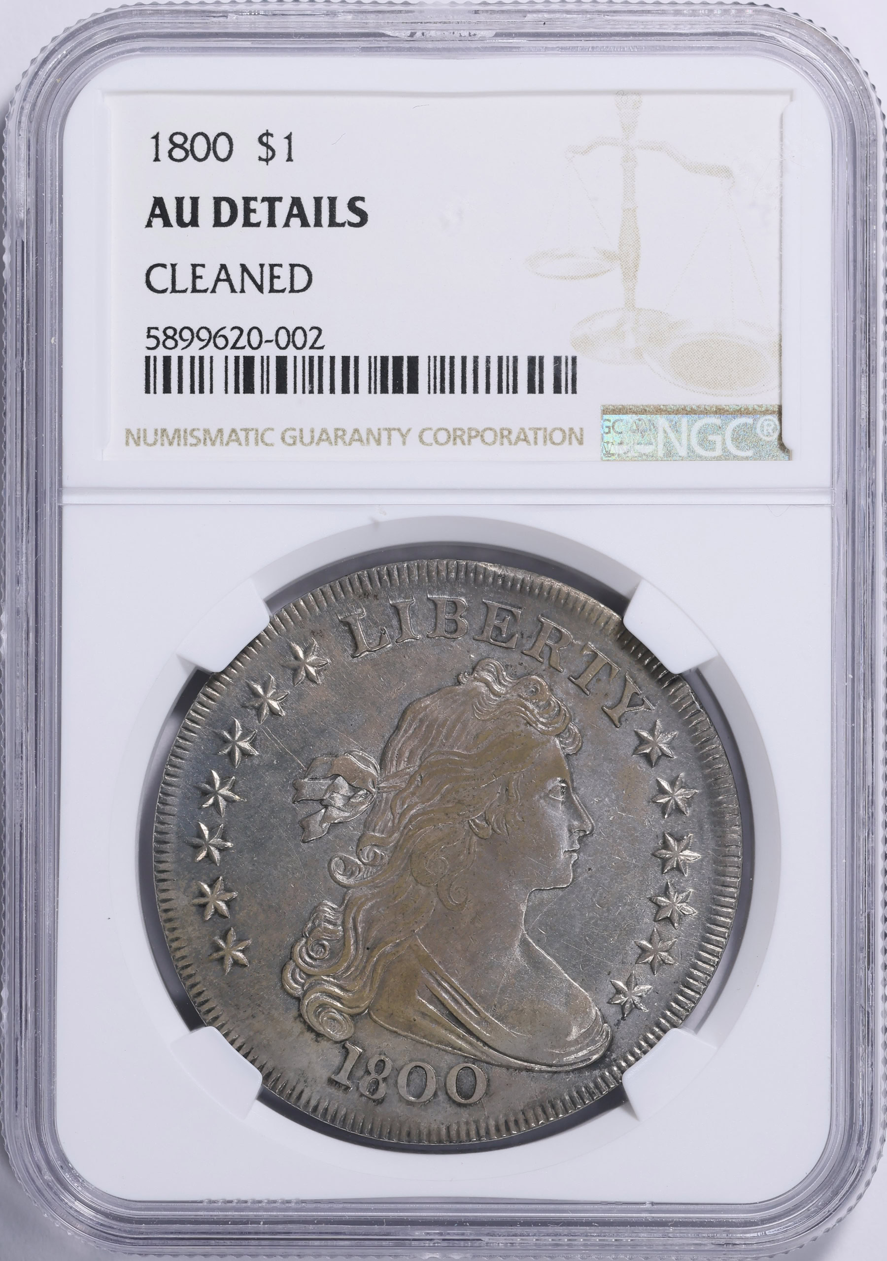 1800 Draped Bust Silver Dollar NGC AU Details (Item 2124358