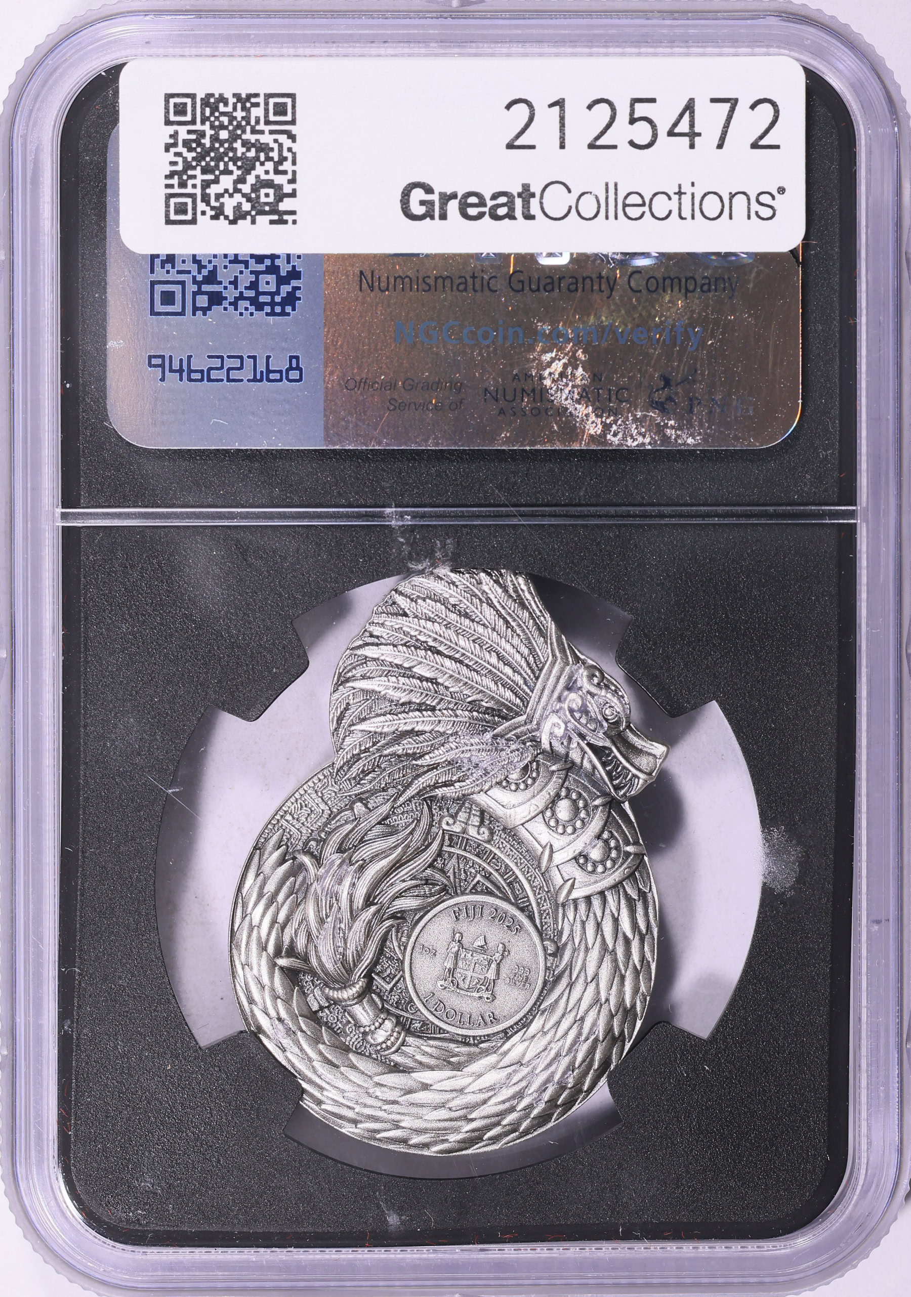 Fiji 2025 Silver Dollar Dragons of the World, Aztec-Mayan Dragon