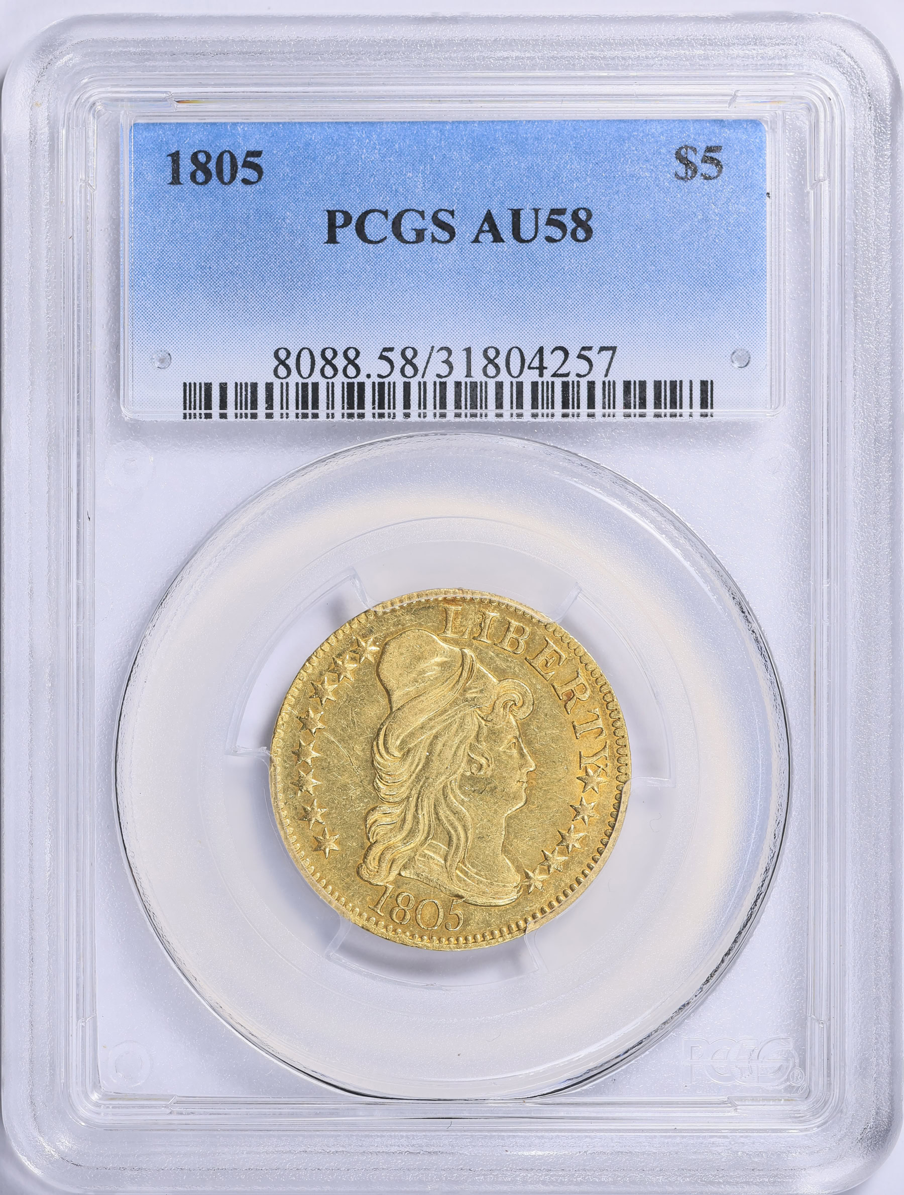 1805 Capped Bust Right Gold Half Eagle PCGS AU-58 (Item 2127391