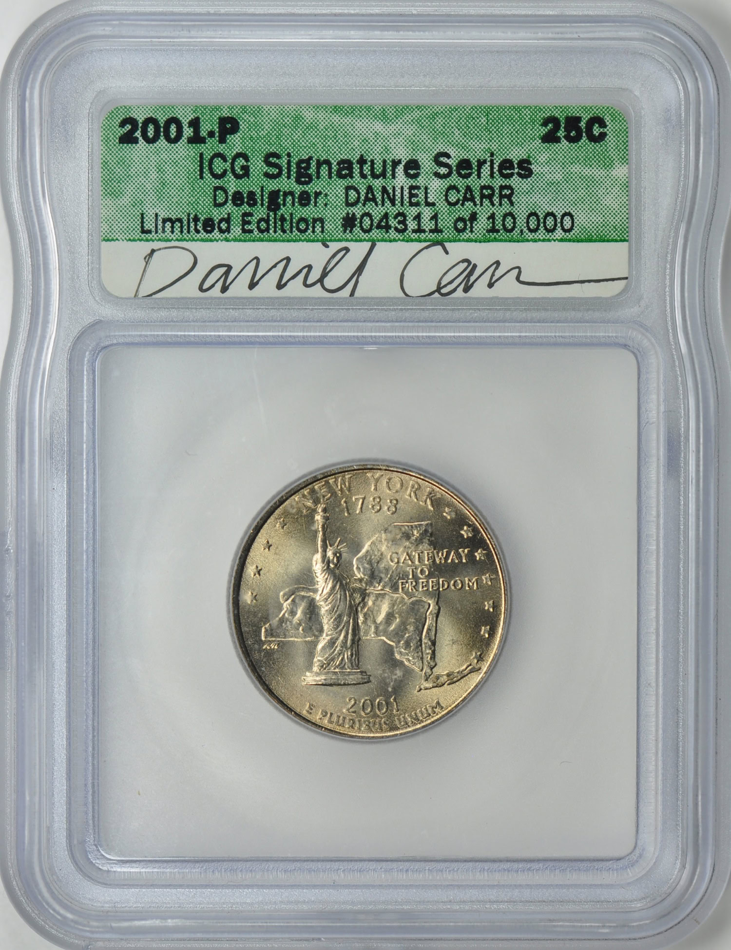 2001-P and 2001-D State Quarter New York ICG (Designer Daniel Carr ...