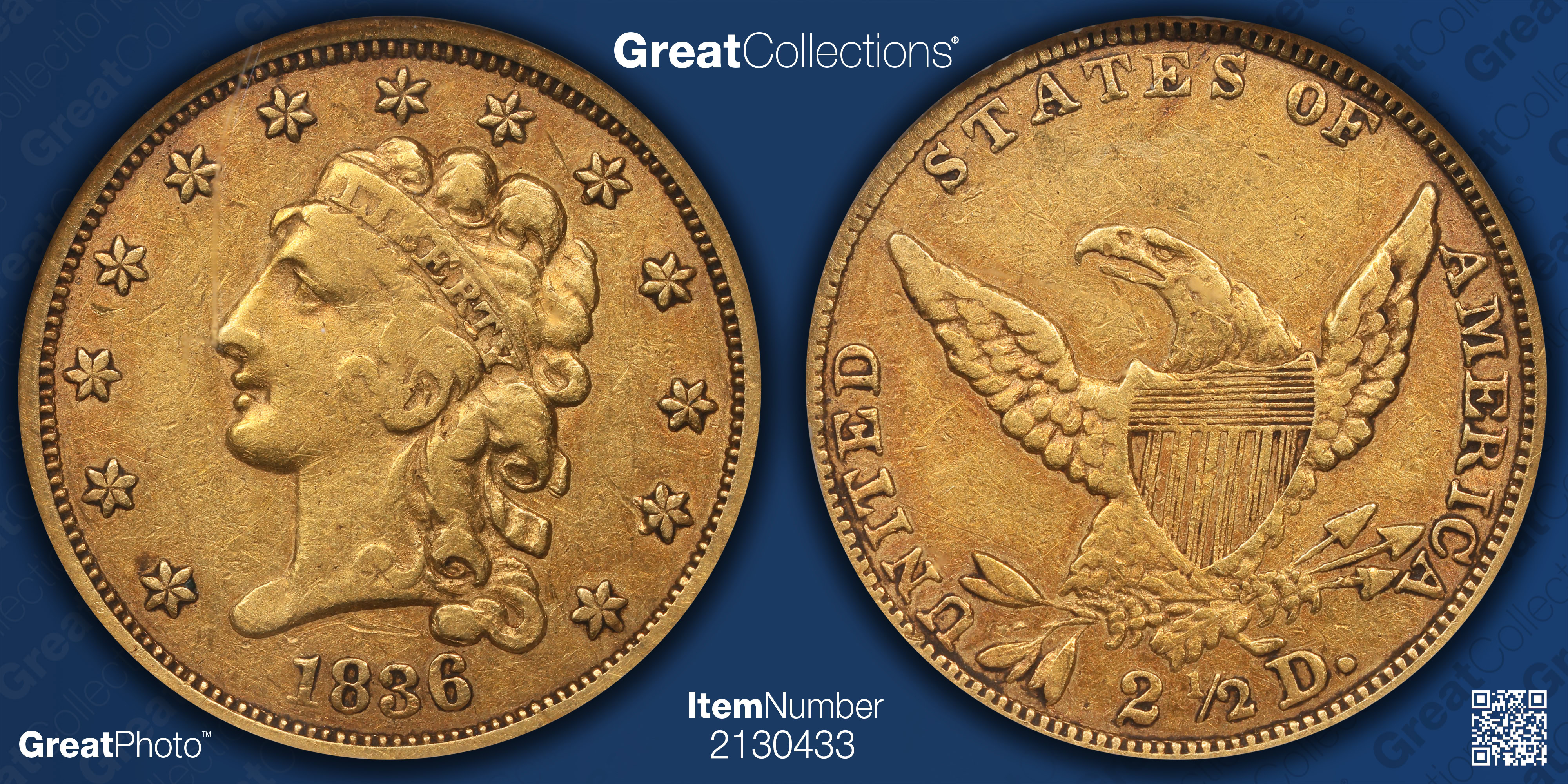 1836 Classic Gold Quarter Eagle Block 8 NGC XF-40 (Item 2130433 ...