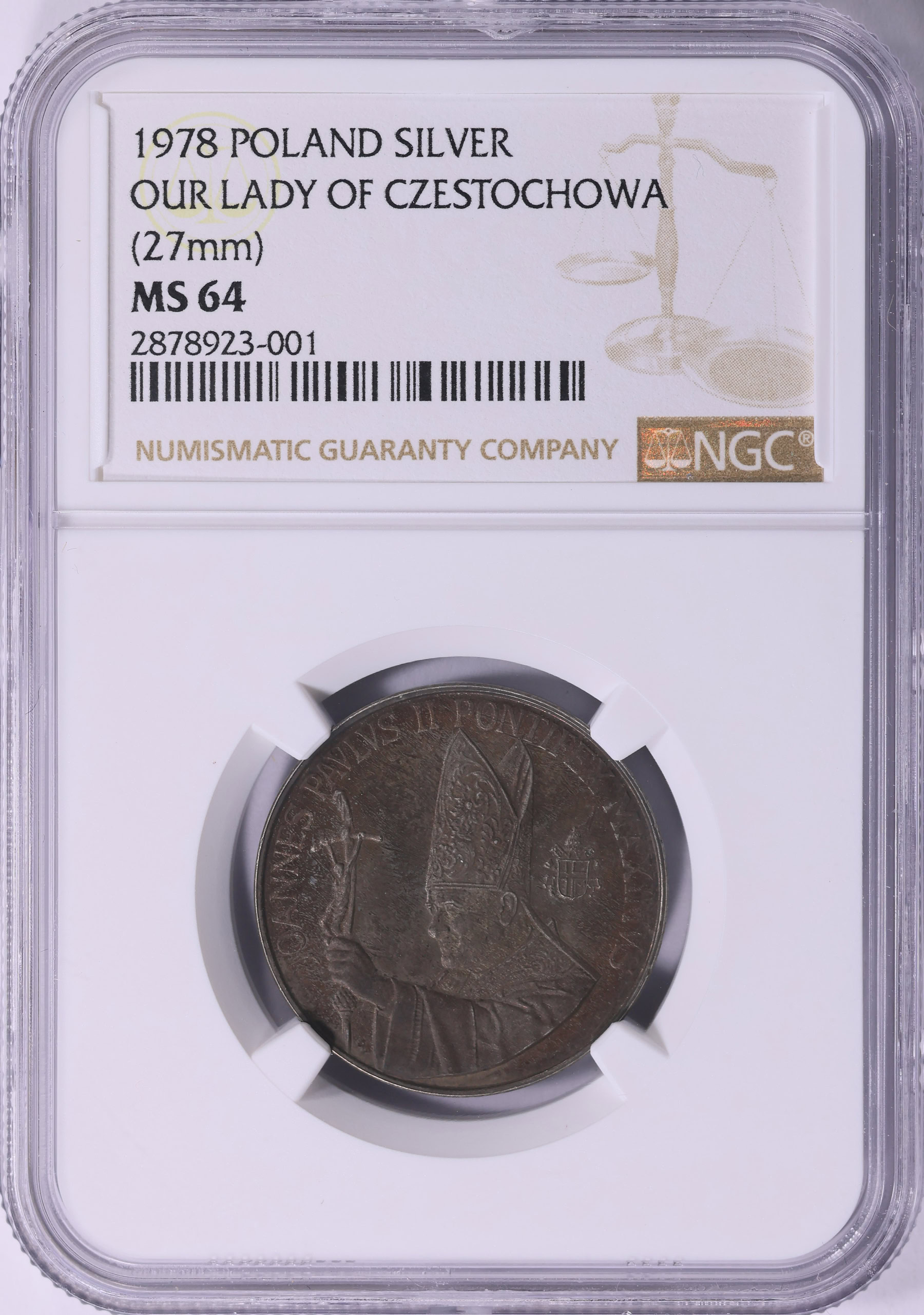 Poland Silver 27mm Pope John Paul II Our Lady of Czestochowa Medal NGC ...