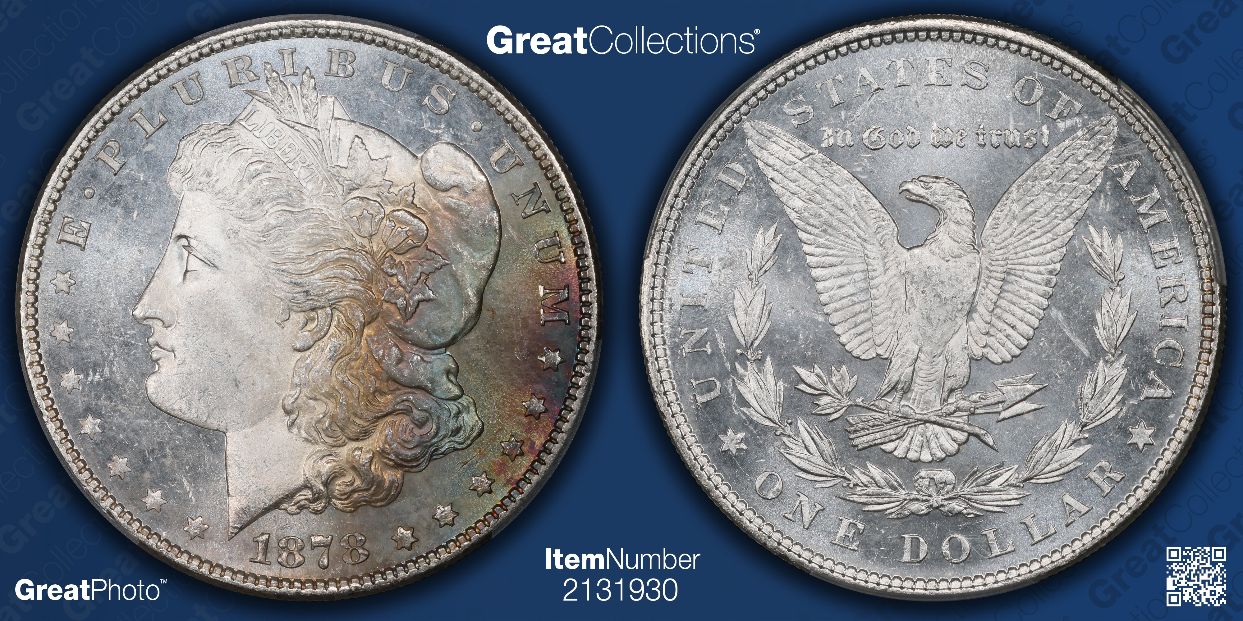 1878 7TF Morgan Silver Dollar Reverse of 1879 PCGS MS-63 (CAC