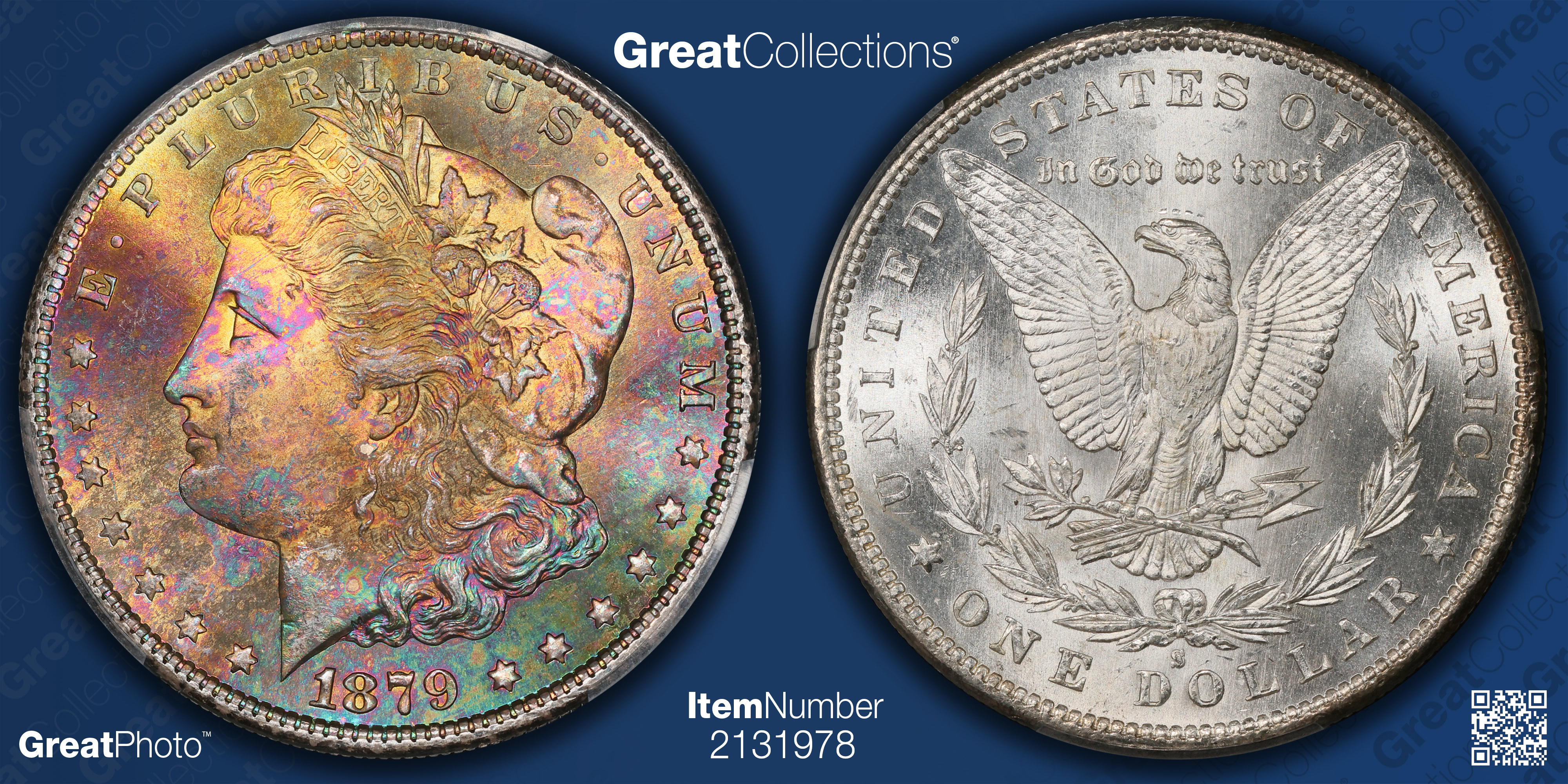 1879-S Morgan Silver Dollar PCGS MS-66 (CAC Green) (Toned