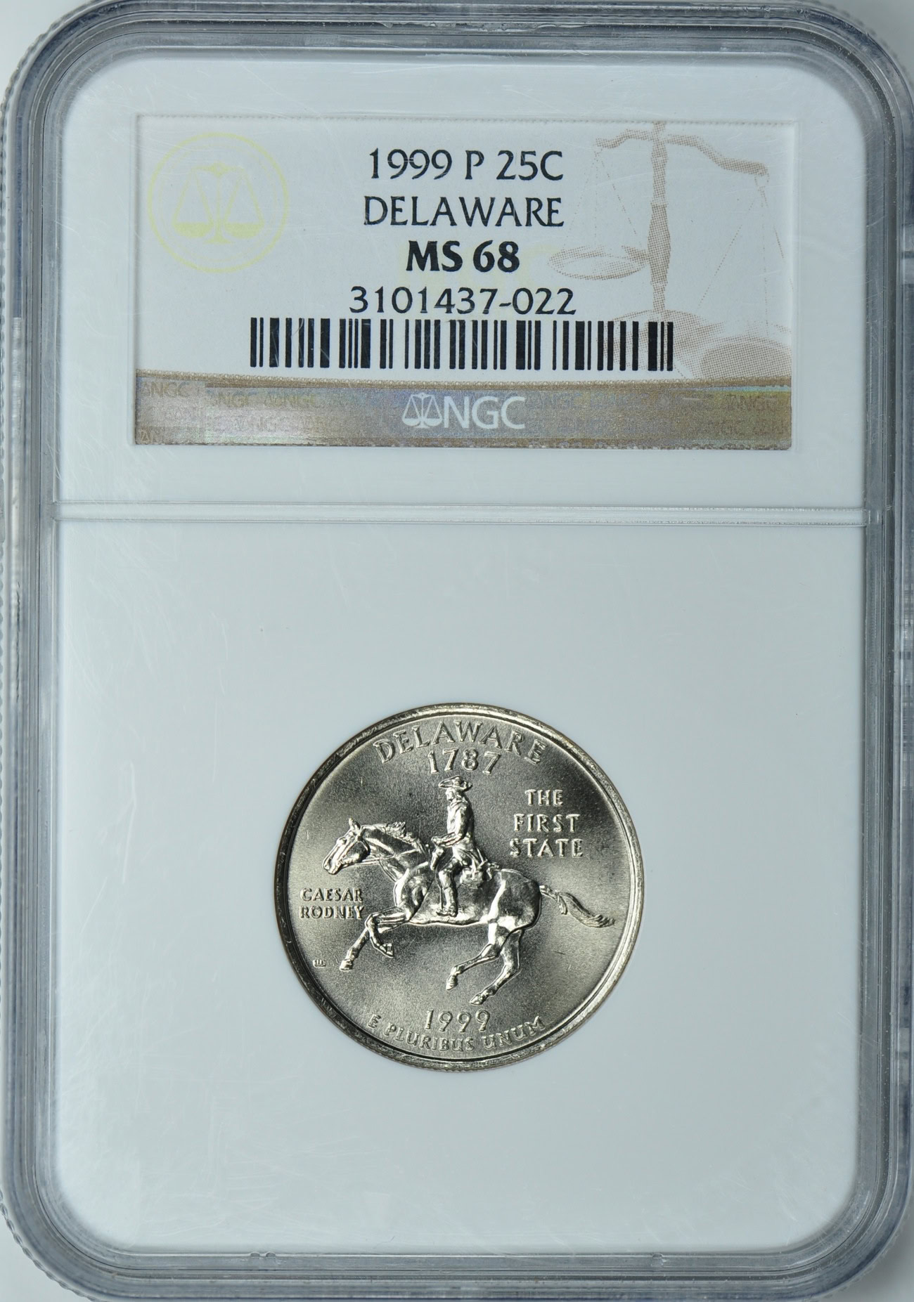 1999-P State Quarter Delaware NGC MS-68 (Item 21321