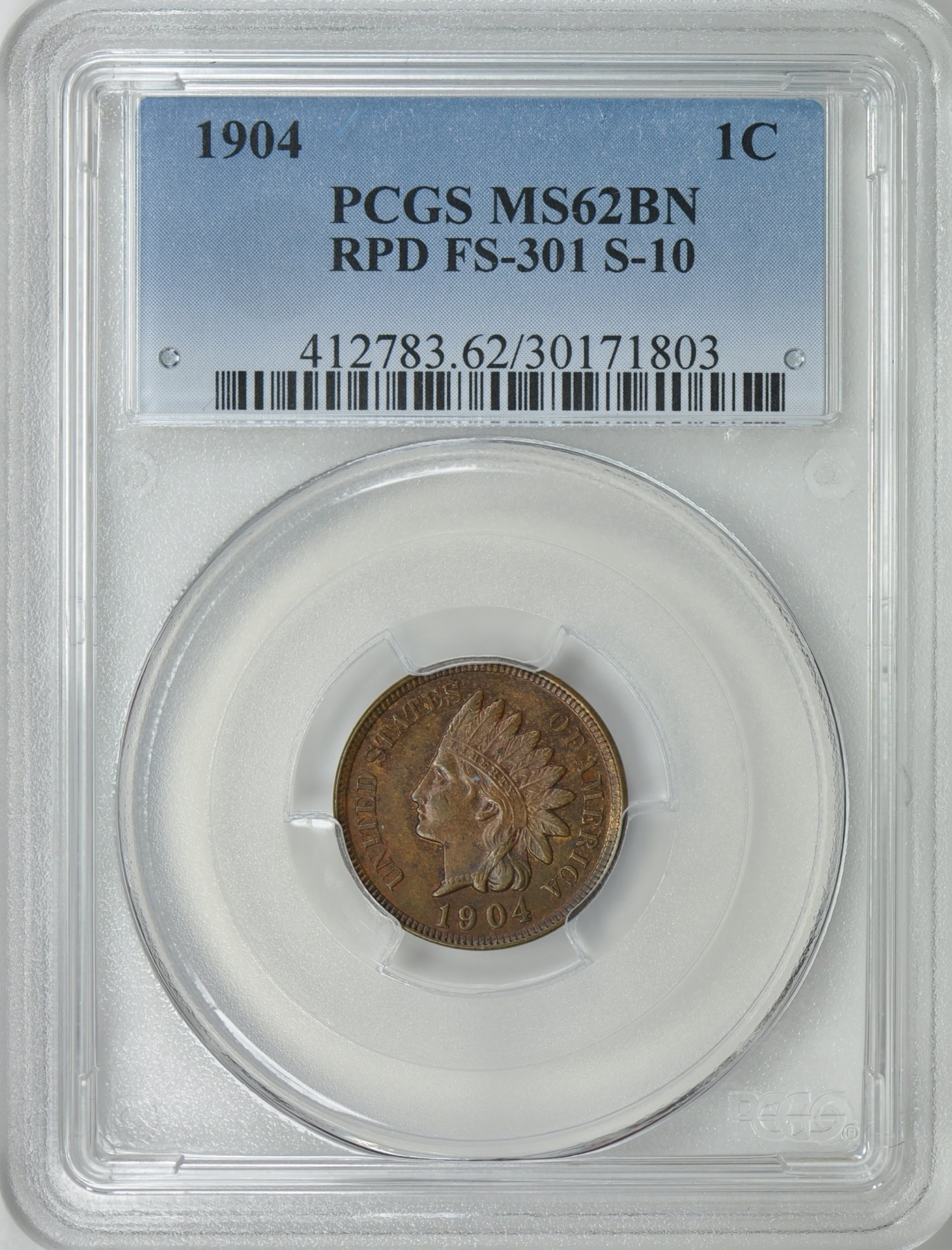 1904 Indian Cent RPD FS-301 S-10 PCGS MS-62 BN (Item 213305
