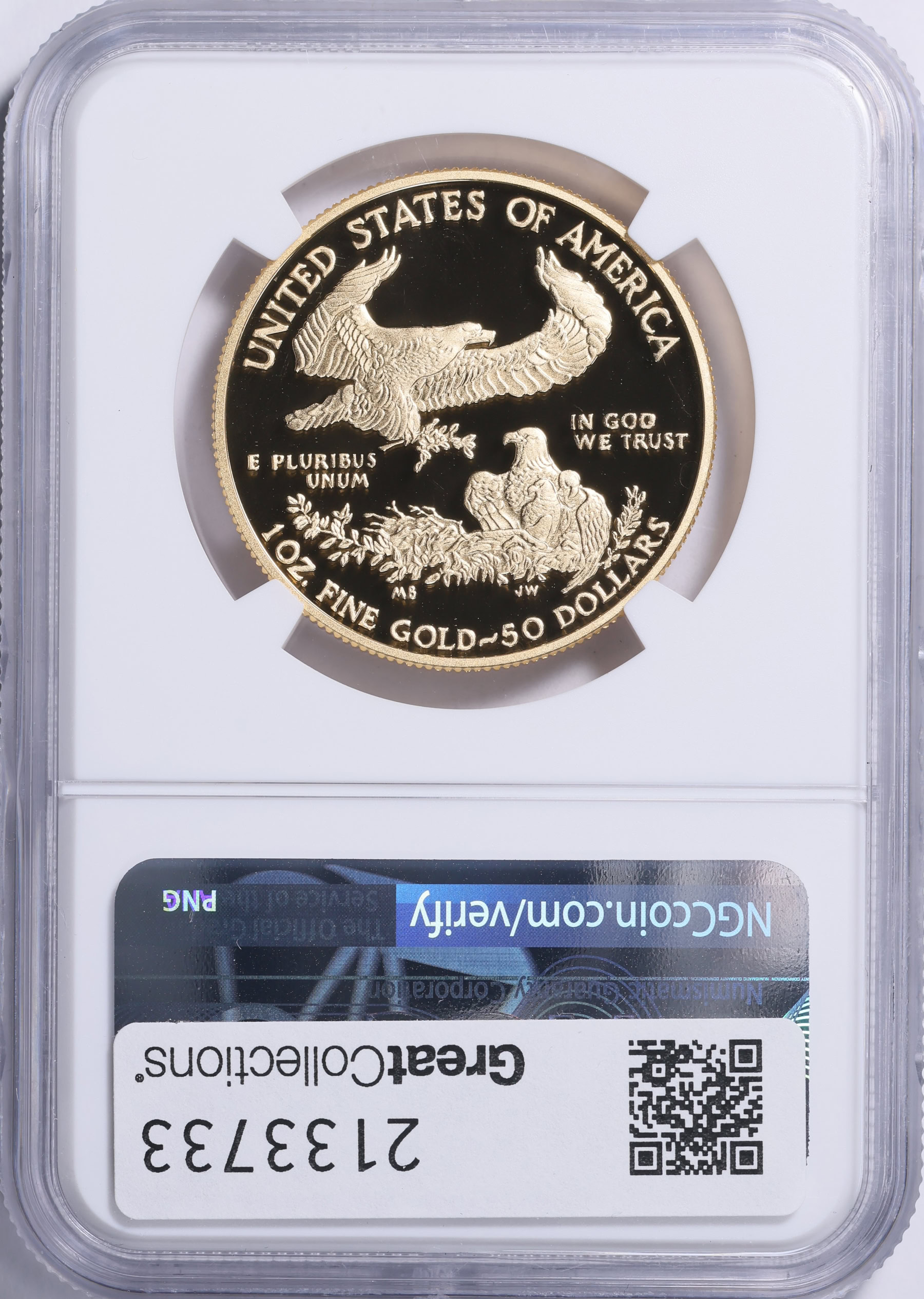 2020-W $50 One-Ounce Gold American Eagle V75 Privy 1 of 1945